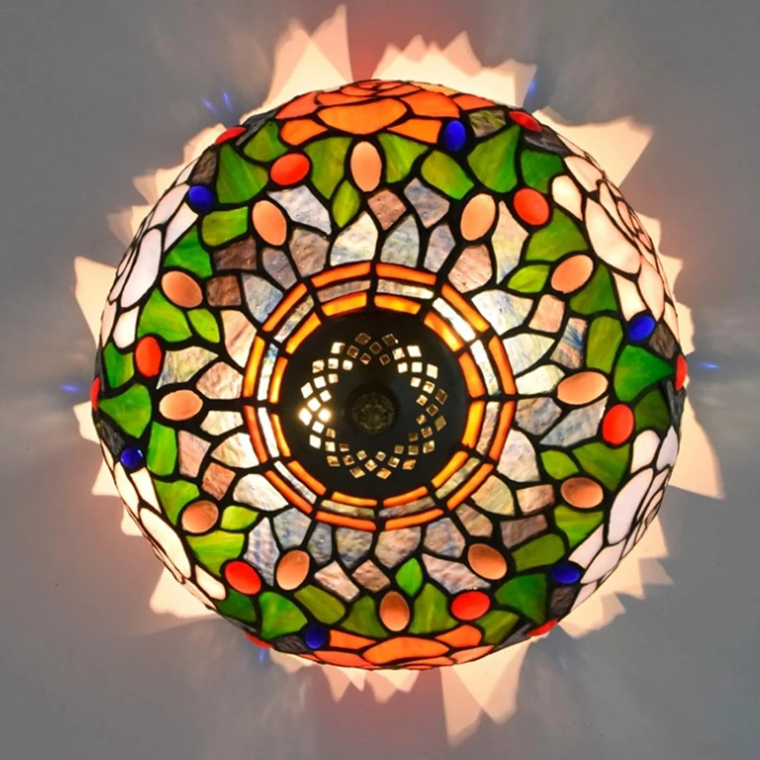 چراغ سقفی 12 اینچی GPERSGU، لوستر خلاقانه رترو، سبک روستایی، گل رز، آباژور شیشه ای رنگی، چراغ آویز برای اتاق نشیمن، راهرو، بالکن چراغ سقفی 12 اینچی GPERSGU، لوستر خلاقانه رترو، سبک روستایی، گل رز، آباژور شیشه ای رنگی، چراغ آویز برای اتاق نشیمن، راهرو، بالکن