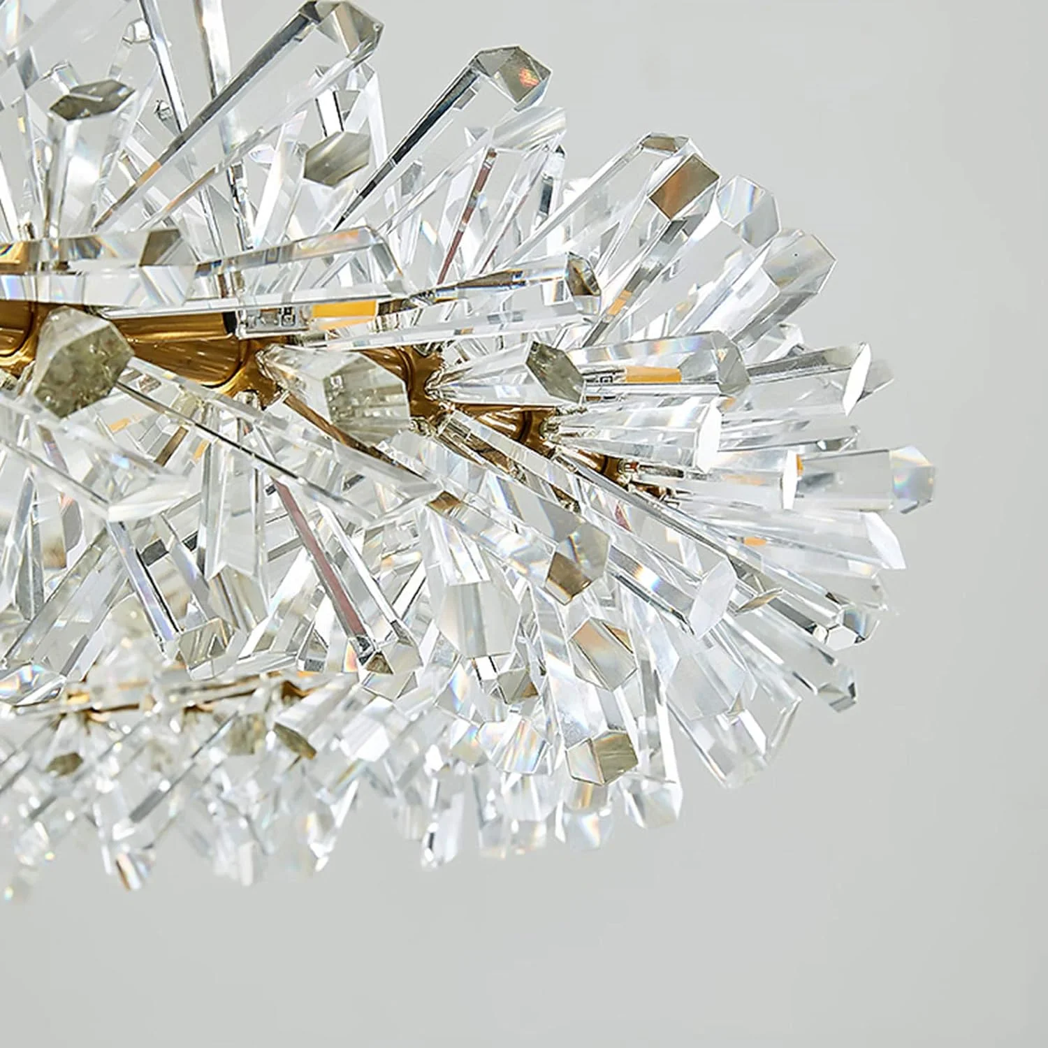 لوستر مدرن و لوکس، چراغ سقفی کریستالی K9 گرد، لوستر حلقه‌ای مناسب اتاق نشیمن و اتاق خواب - طلایی 80x18 سانتی متر