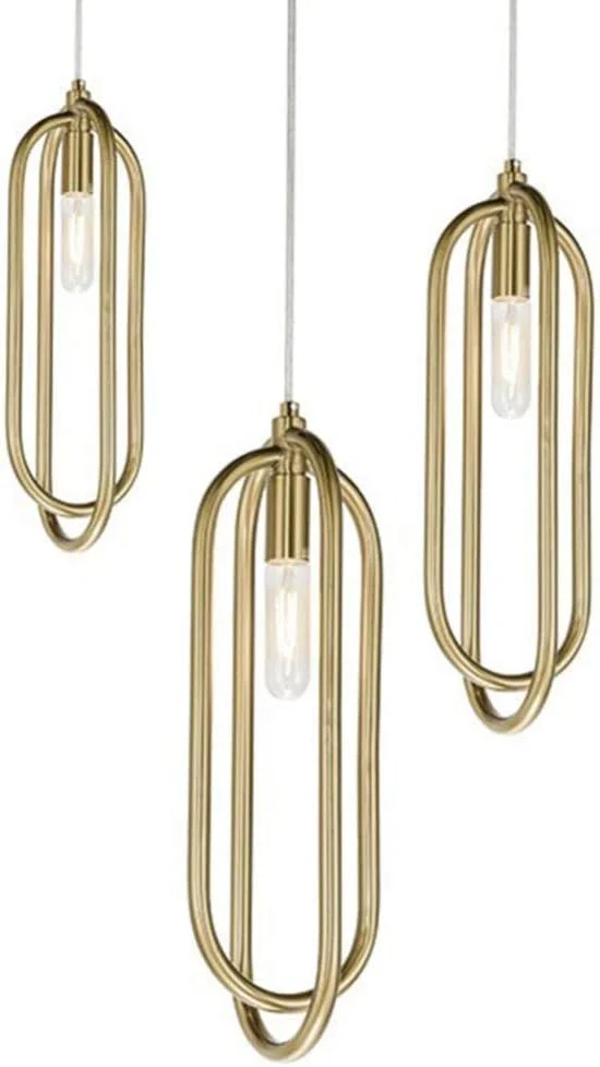 لوستر ادیسونی ساده، چراغ آویز مدرن سخت افزاری / چراغ سقفی مینیمالیستی، دو حلقه طلایی، مناسب اتاق خواب، آشپزخانه، چراغ روشنایی E27/E26