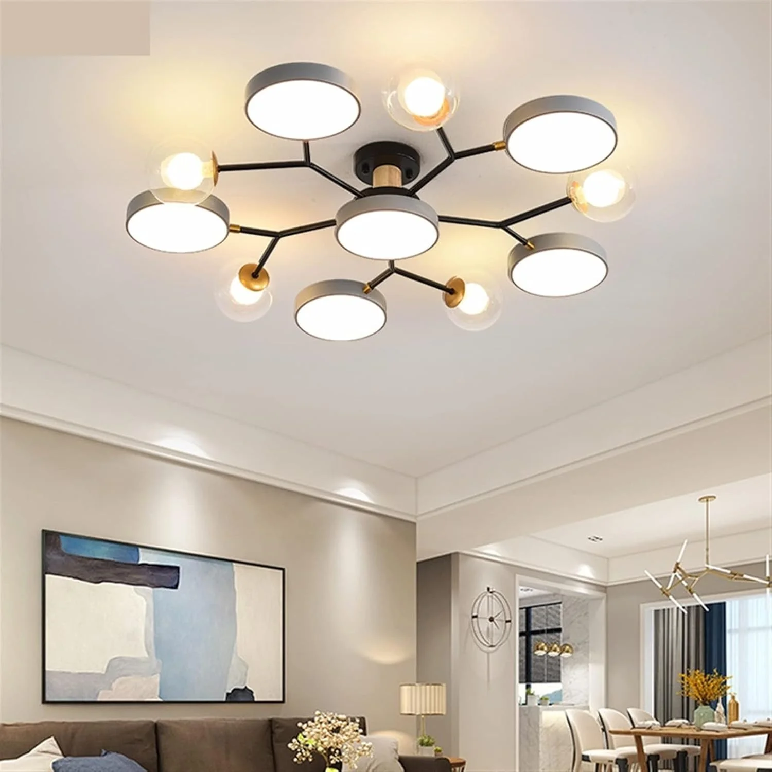 چراغ سقفی ZKSKOX، لوستر چراغ سقفی مناسب اتاق نشیمن، اتاق خواب، و اتاق غذاخوری (Hortel)