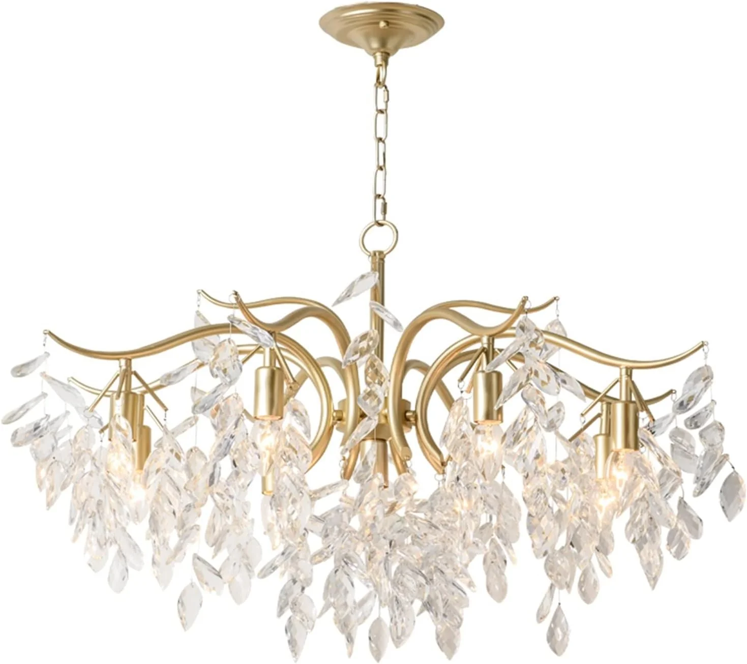 لوستر آویز YYVVBBF مدرن طلایی کریستالی مستطیلی مناسب اتاق نشیمن و ناهارخوری