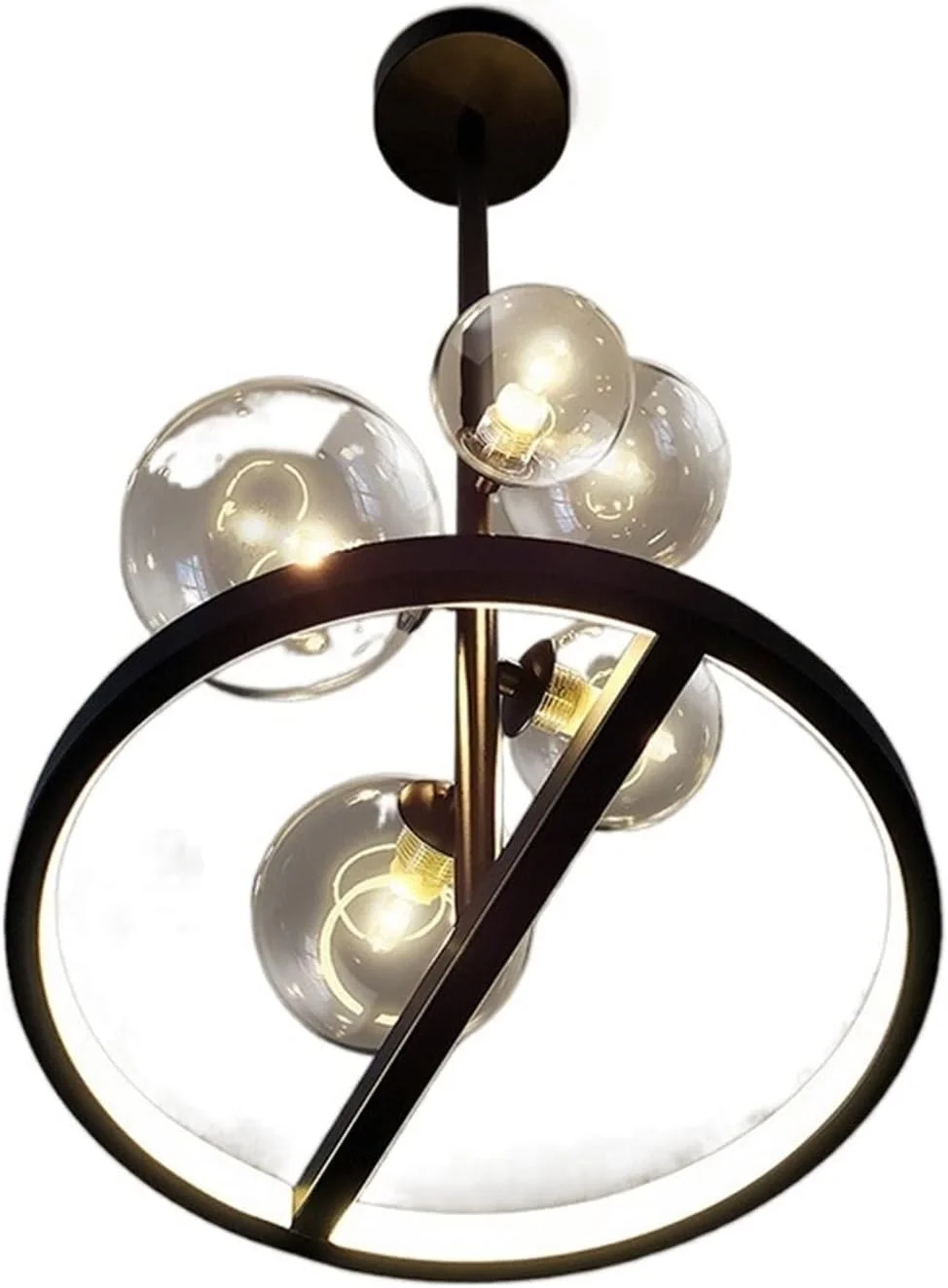 لوستر سقفی YYVVBBF، لوستر گرد سقفی، لوستر مشکی مناسب برای اتاق نشیمن، ناهارخوری و آشپزخانه