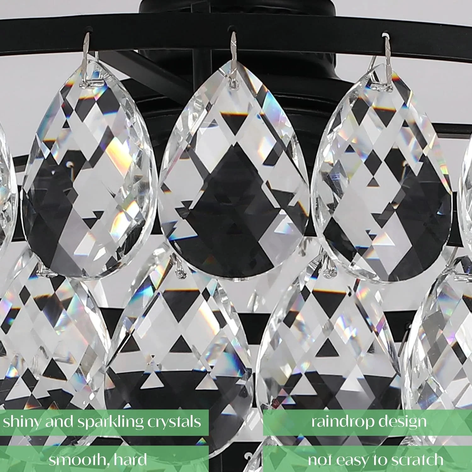 چراغ سقفی کریستالی کوچک ZenithBeam Mini، چراغ سقفی کریستالی مدرن برای راهرو، چراغ های روشنایی سقفی، لوستر، اتاق نشیمن (مشکی)