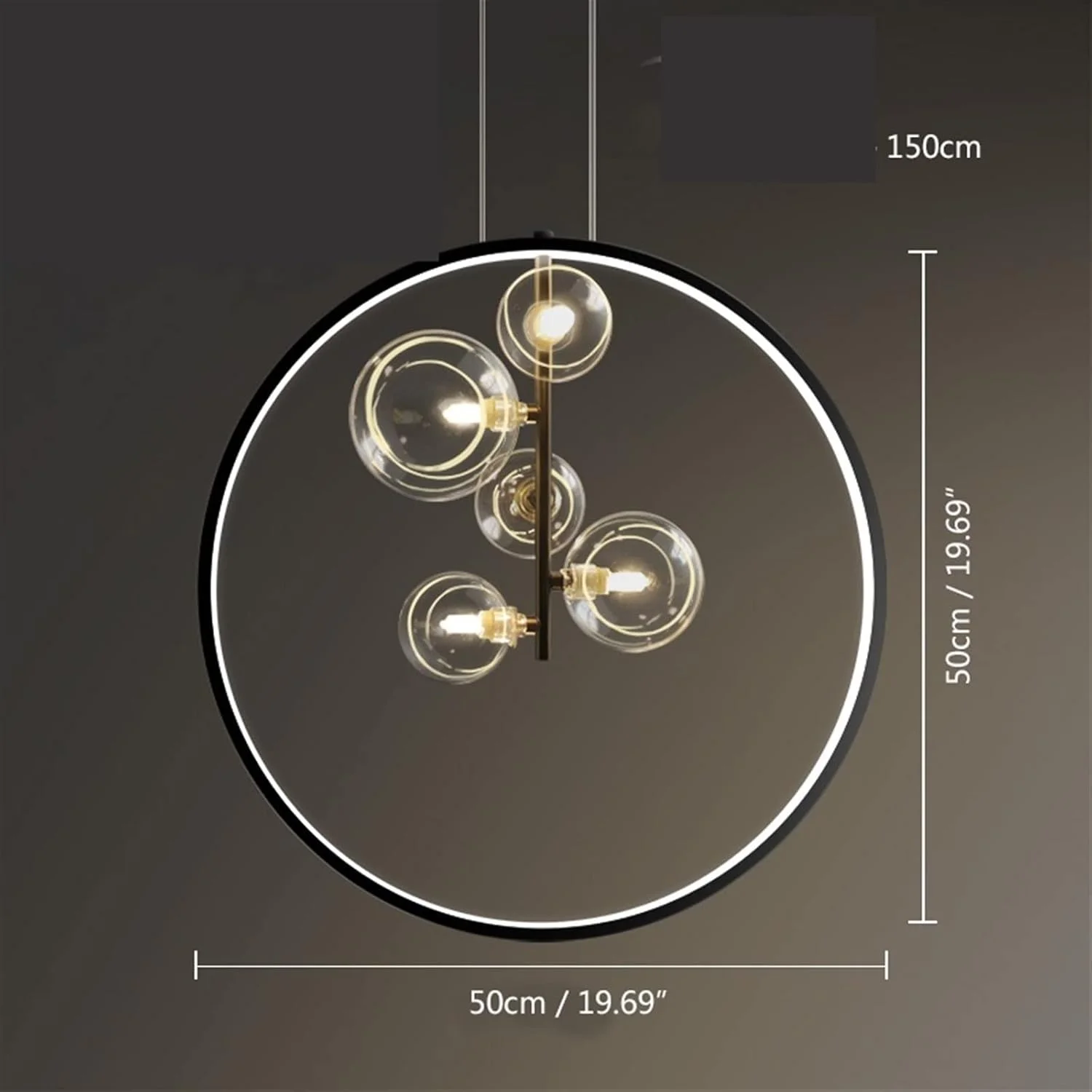 لوستر سقفی YYVVBBF، لوستر گرد سقفی، لوستر مشکی مناسب برای اتاق نشیمن، ناهارخوری و آشپزخانه