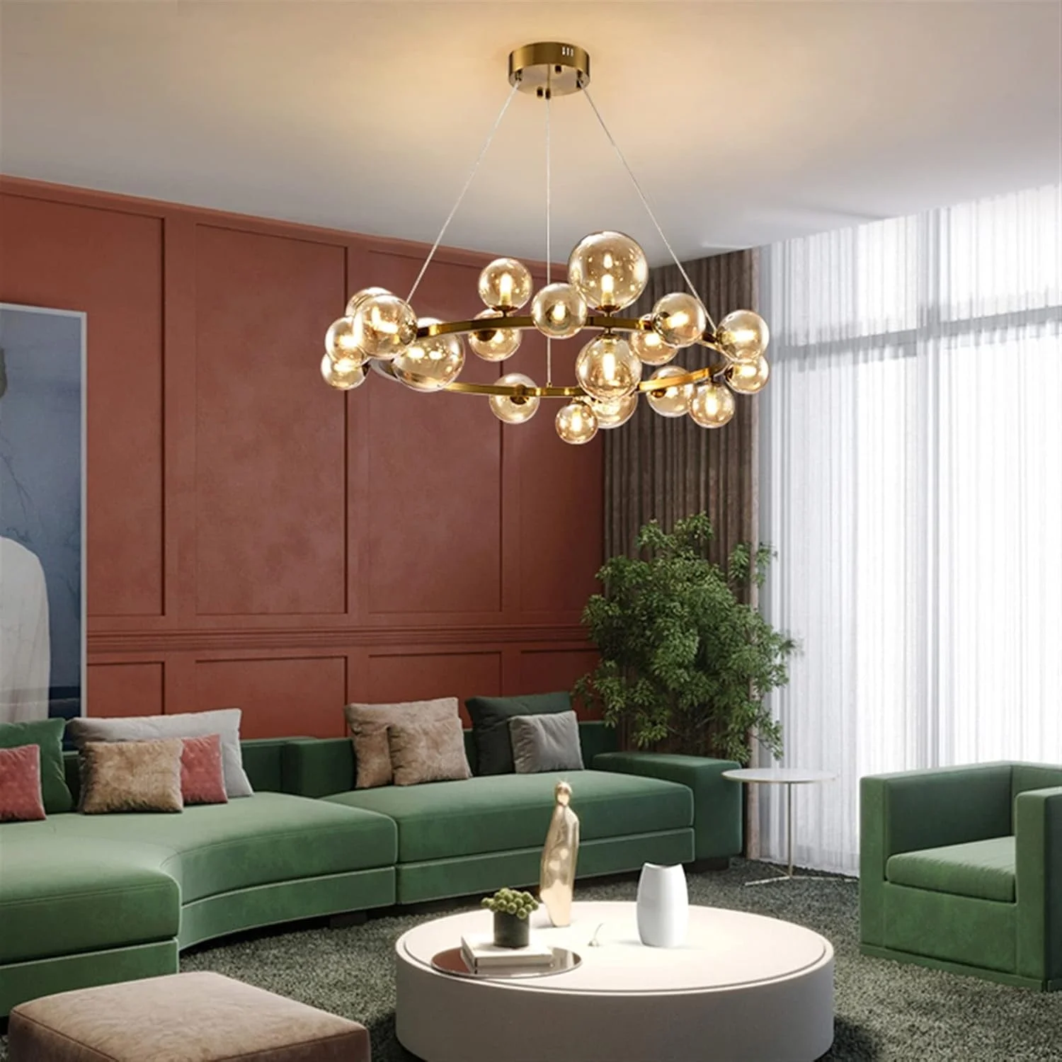 لوستر آویز YYVVBBF برای اتاق خواب، لوستر مدرن اتاق مدل/اتاق ناهارخوری/کانتر بار/لوستر تک گوی شیشه ای سفید، که نصب آن در سالن آسان است