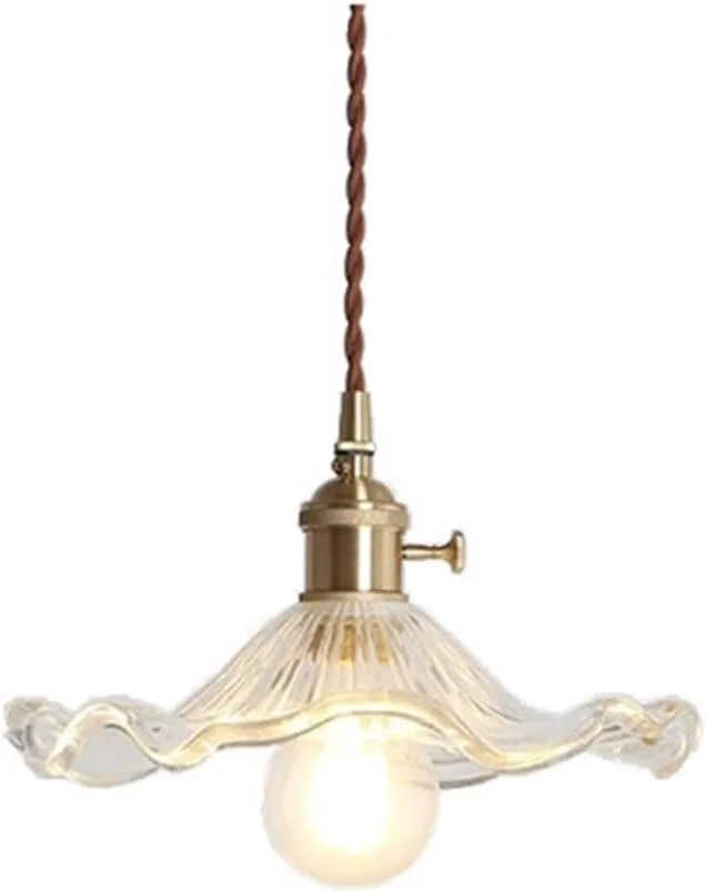 لوستر سقفی YYVVBBF لوستر برنجی لوستر شیشه ای راهرو رستوران بالکن اتاق خواب برگ لوتوس چراغ گنبدی