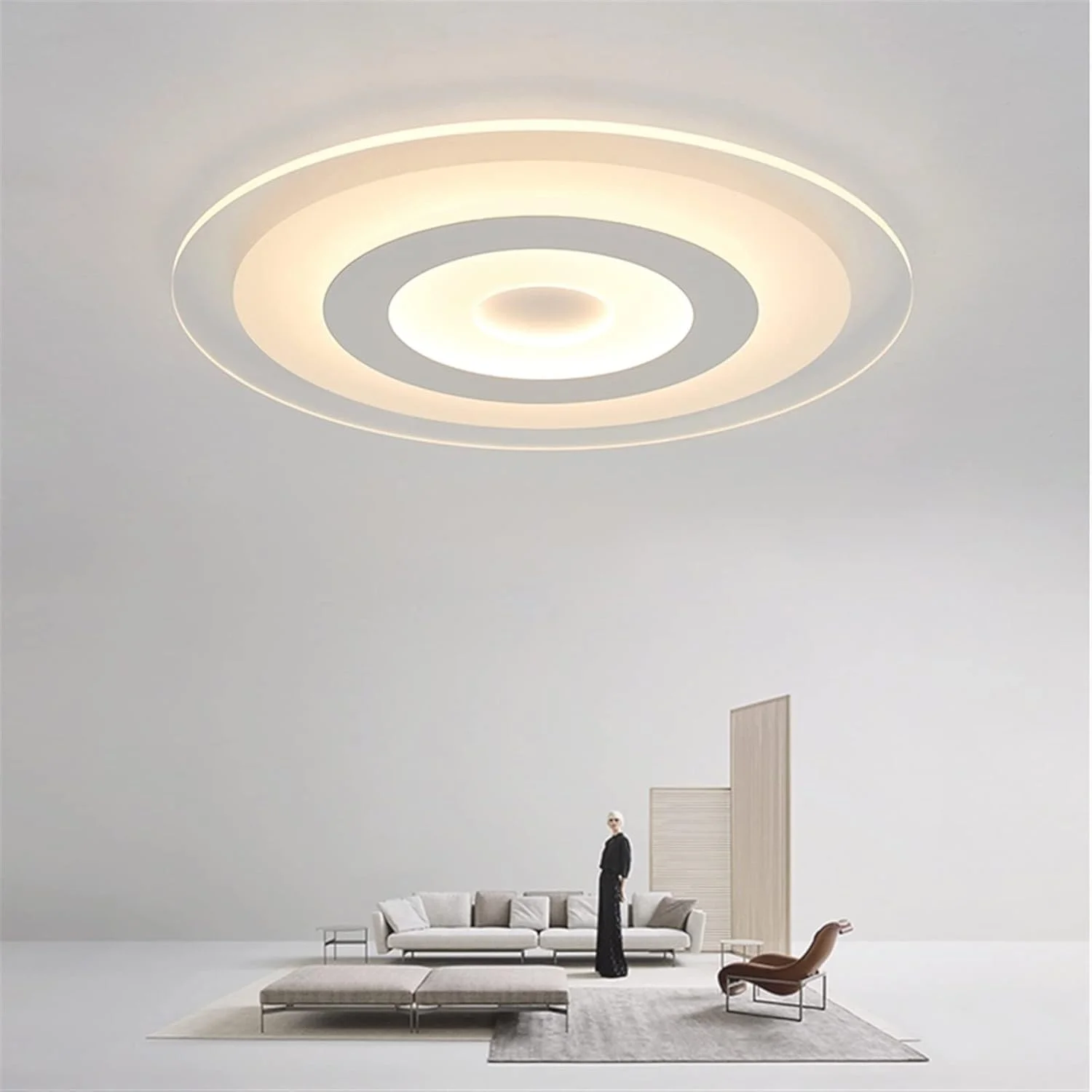 چراغ سقفی YYVVBBF، چراغ سقفی ال ای دی با کنترل از راه دور، لوستر گرد برای اتاق نشیمن، اتاق خواب، اتاق غذاخوری، آشپزخانه، طراحی ساده