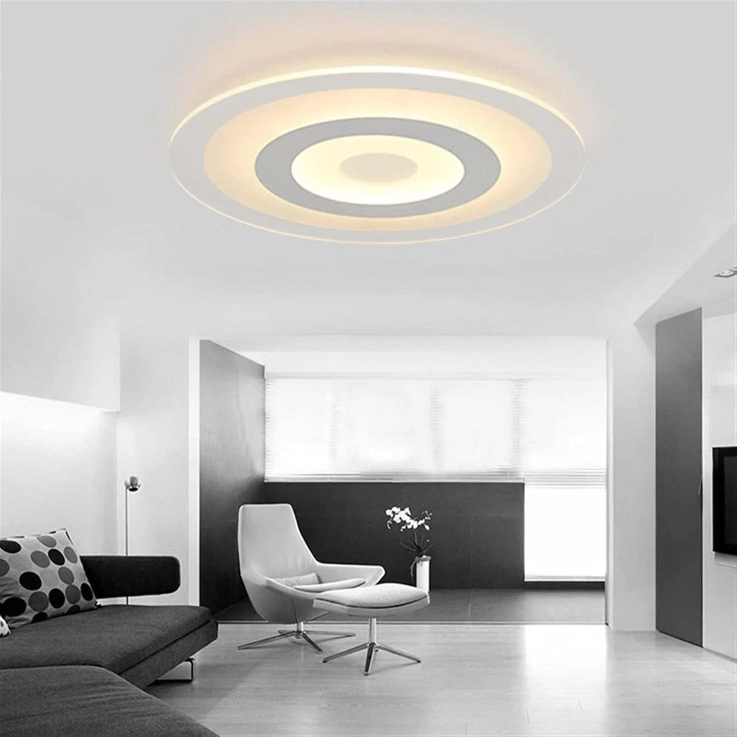 چراغ سقفی YYVVBBF، چراغ سقفی ال ای دی با کنترل از راه دور، لوستر گرد برای اتاق نشیمن، اتاق خواب، اتاق غذاخوری، آشپزخانه، طراحی ساده