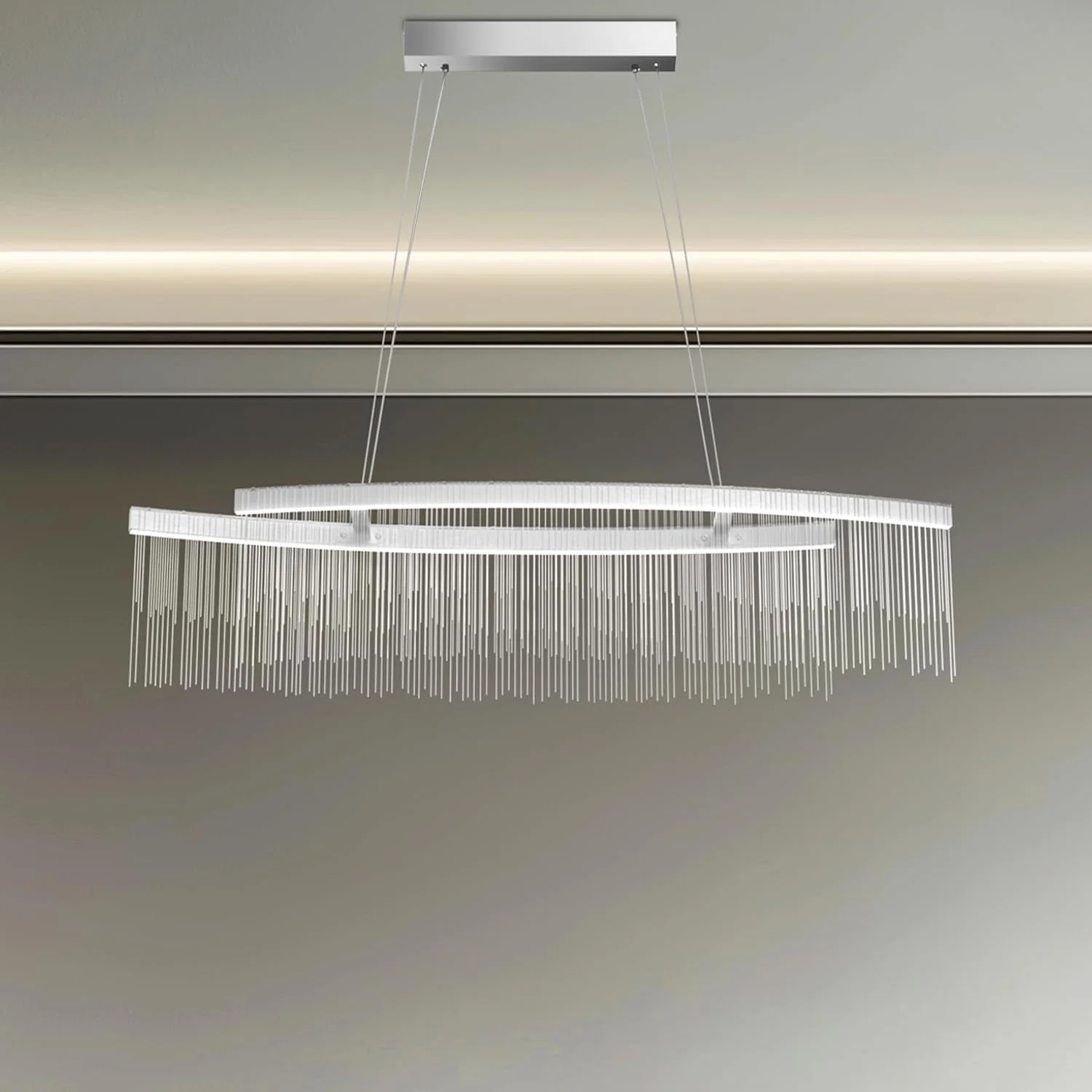 لوستر سقفی LED لوکس Wisfor: چراغ آویز منگوله ای زنجیری بلند 110 سانتی متری با قابلیت تنظیم ارتفاع و 3 رنگ نور، قاب آلومینیومی، دکوراسیون مدرن اتاق لوستر سقفی LED لوکس Wisfor: چراغ آویز منگوله ای زنجیری بلند 110 سانتی متری با قابلیت تنظیم ارتفاع و 3 رنگ نور، قاب آلومینیومی، دکوراسیون مدرن اتاق