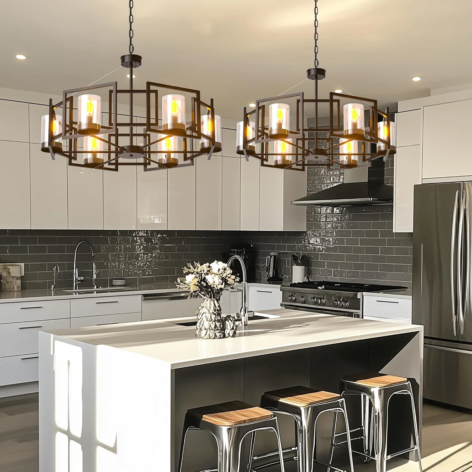 لوستر سقفی صنعتی Wisfor: چراغ آویز 6 شاخه مشکی طرح خانه روستایی، چراغ آویز سقفی، چراغ شمعی روستیک برای جزیره آشپزخانه، اتاق غذاخوری، اتاق نشیمن لوستر سقفی صنعتی Wisfor: چراغ آویز 6 شاخه مشکی طرح خانه روستایی، چراغ آویز سقفی، چراغ شمعی روستیک برای جزیره آشپزخانه، اتاق غذاخوری، اتاق نشیمن