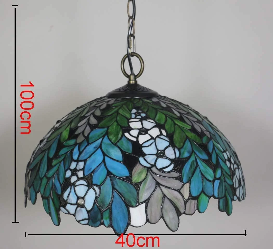 چراغ آویز هنری شیشه ای رنگی به سبک تیفانی وینتیج، چراغ آویز معلق اتاق غذاخوری 16 اینچی برای جزیره آشپزخانه، روشنایی 3 لامپ، E27، 16 اینچ چراغ آویز هنری شیشه ای رنگی به سبک تیفانی وینتیج، چراغ آویز معلق اتاق غذاخوری 16 اینچی برای جزیره آشپزخانه، روشنایی 3 لامپ، E27، 16 اینچ