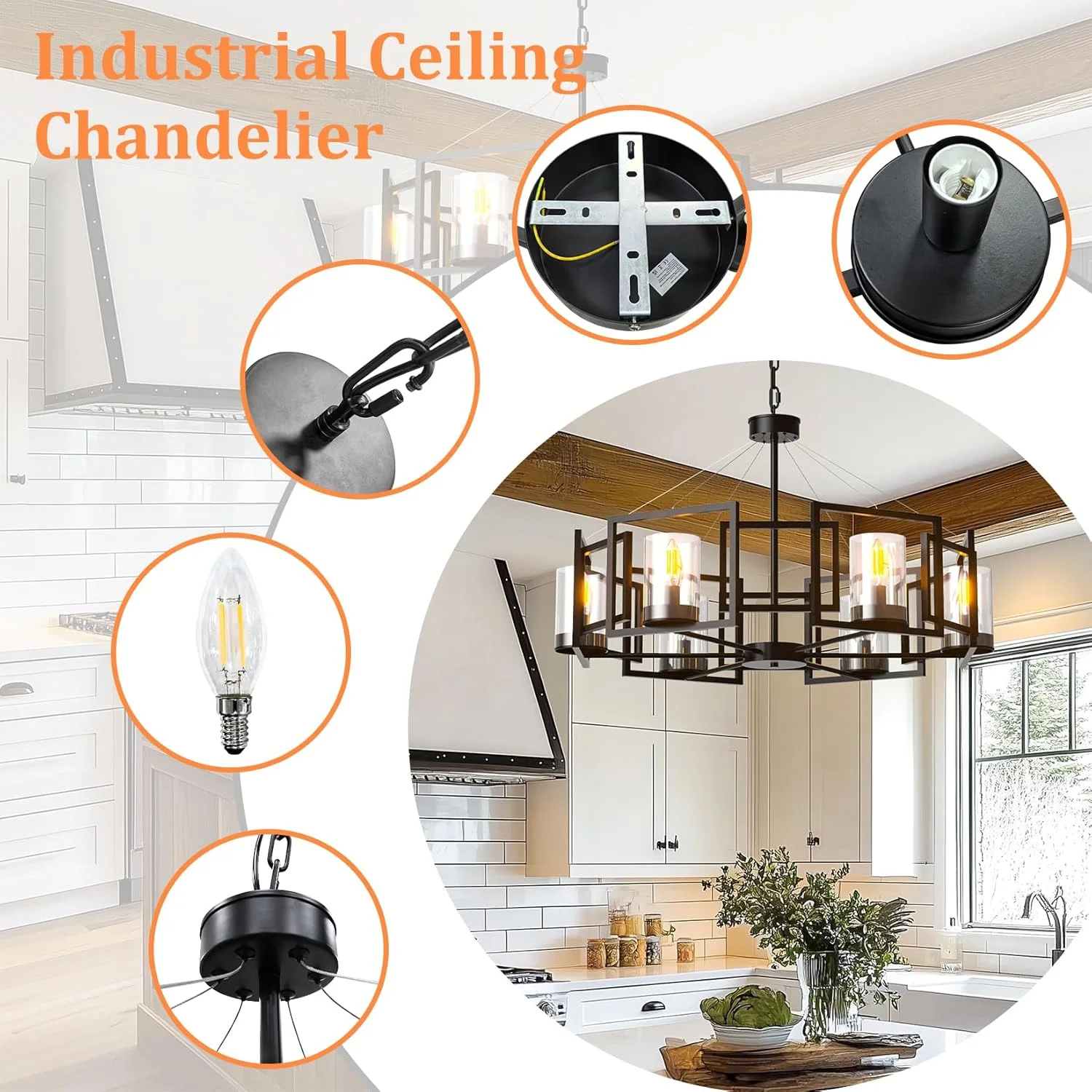 لوستر سقفی صنعتی Wisfor: چراغ آویز 6 شاخه مشکی طرح خانه روستایی، چراغ آویز سقفی، چراغ شمعی روستیک برای جزیره آشپزخانه، اتاق غذاخوری، اتاق نشیمن لوستر سقفی صنعتی Wisfor: چراغ آویز 6 شاخه مشکی طرح خانه روستایی، چراغ آویز سقفی، چراغ شمعی روستیک برای جزیره آشپزخانه، اتاق غذاخوری، اتاق نشیمن