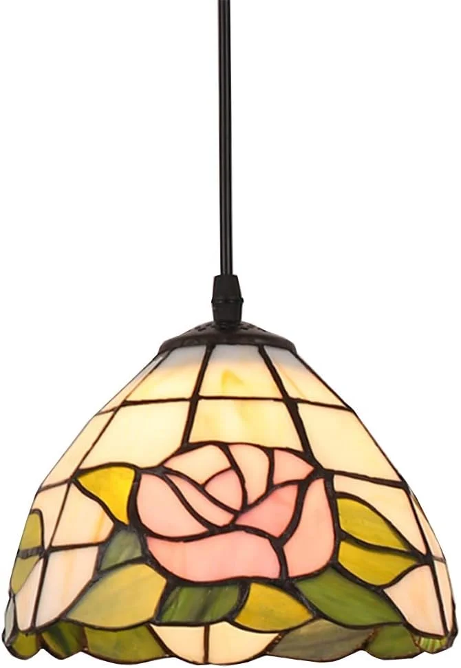 لوستر آویز سقفی به سبک تیفانی وینتیج 8 اینچی، چراغ سقفی شیشه ای رنگی مدیترانه ای E27 برای اتاق ناهارخوری، اتاق خواب، اتاق نشیمن لوستر آویز سقفی به سبک تیفانی وینتیج 8 اینچی، چراغ سقفی شیشه ای رنگی مدیترانه ای E27 برای اتاق ناهارخوری، اتاق خواب، اتاق نشیمن