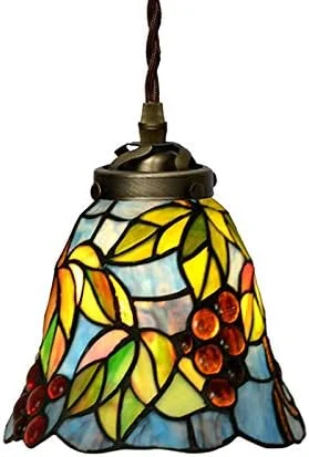 لوسترهای سبک تیفانی وینتیج، چراغ های سقفی شیشه ای رنگی طرح انگور، تک لامپ، چراغ آویز قابل تنظیم برای اتاق خواب و نشیمن لوسترهای سبک تیفانی وینتیج، چراغ های سقفی شیشه ای رنگی طرح انگور، تک لامپ، چراغ آویز قابل تنظیم برای اتاق خواب و نشیمن