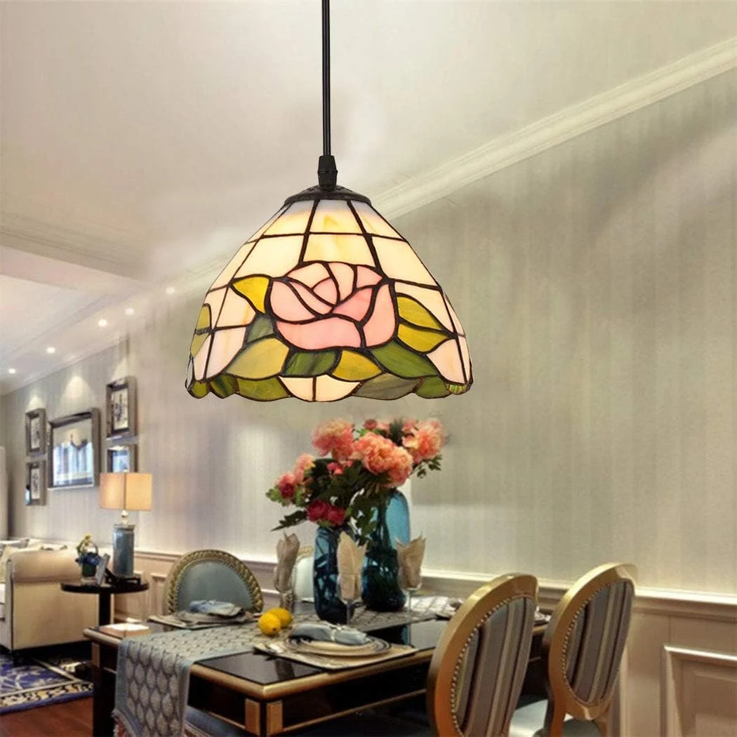 لوستر آویز سقفی به سبک تیفانی وینتیج 8 اینچی، چراغ سقفی شیشه ای رنگی مدیترانه ای E27 برای اتاق ناهارخوری، اتاق خواب، اتاق نشیمن لوستر آویز سقفی به سبک تیفانی وینتیج 8 اینچی، چراغ سقفی شیشه ای رنگی مدیترانه ای E27 برای اتاق ناهارخوری، اتاق خواب، اتاق نشیمن