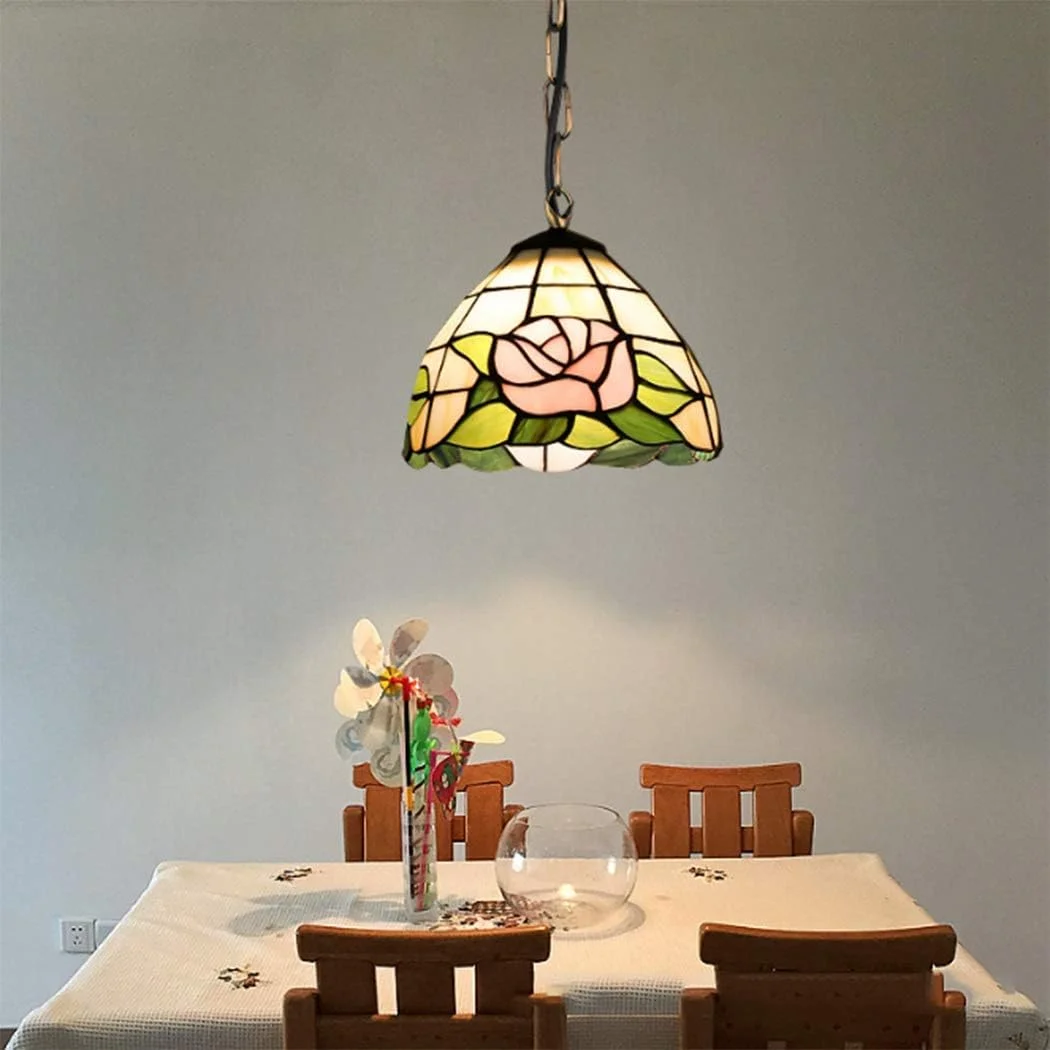 لوستر آویز سقفی به سبک تیفانی وینتیج 8 اینچی، چراغ سقفی شیشه ای رنگی مدیترانه ای E27 برای اتاق ناهارخوری، اتاق خواب، اتاق نشیمن لوستر آویز سقفی به سبک تیفانی وینتیج 8 اینچی، چراغ سقفی شیشه ای رنگی مدیترانه ای E27 برای اتاق ناهارخوری، اتاق خواب، اتاق نشیمن