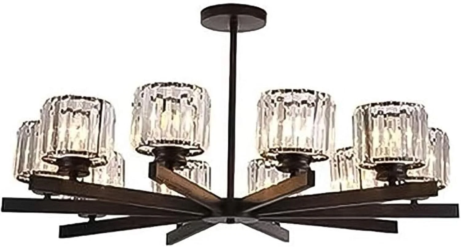 لوستر کریستالی وینتیج، چراغ آویز سقفی آهنی برای دکوراسیون خانه روستایی، میز ناهارخوری، اتاق نشیمن