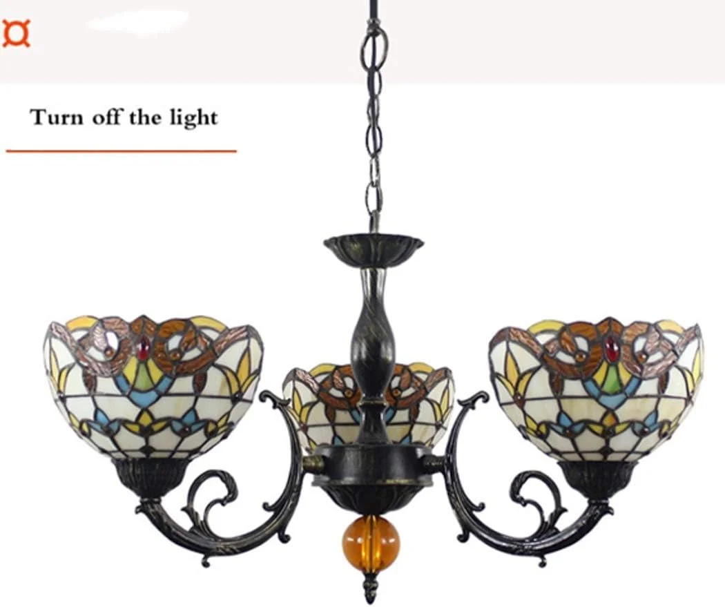 لوستر 3 شاخه آویز شیشه ای رنگی به سبک تیفانی با طرح هنری وینتج و حباب باروک 8 اینچی، مناسب اتاق خواب، اتاق غذاخوری، دکور و روشنایی، سرپیچ E27، 40 وات لوستر 3 شاخه آویز شیشه ای رنگی به سبک تیفانی با طرح هنری وینتج و حباب باروک 8 اینچی، مناسب اتاق خواب، اتاق غذاخوری، دکور و روشنایی، سرپیچ E27، 40 وات