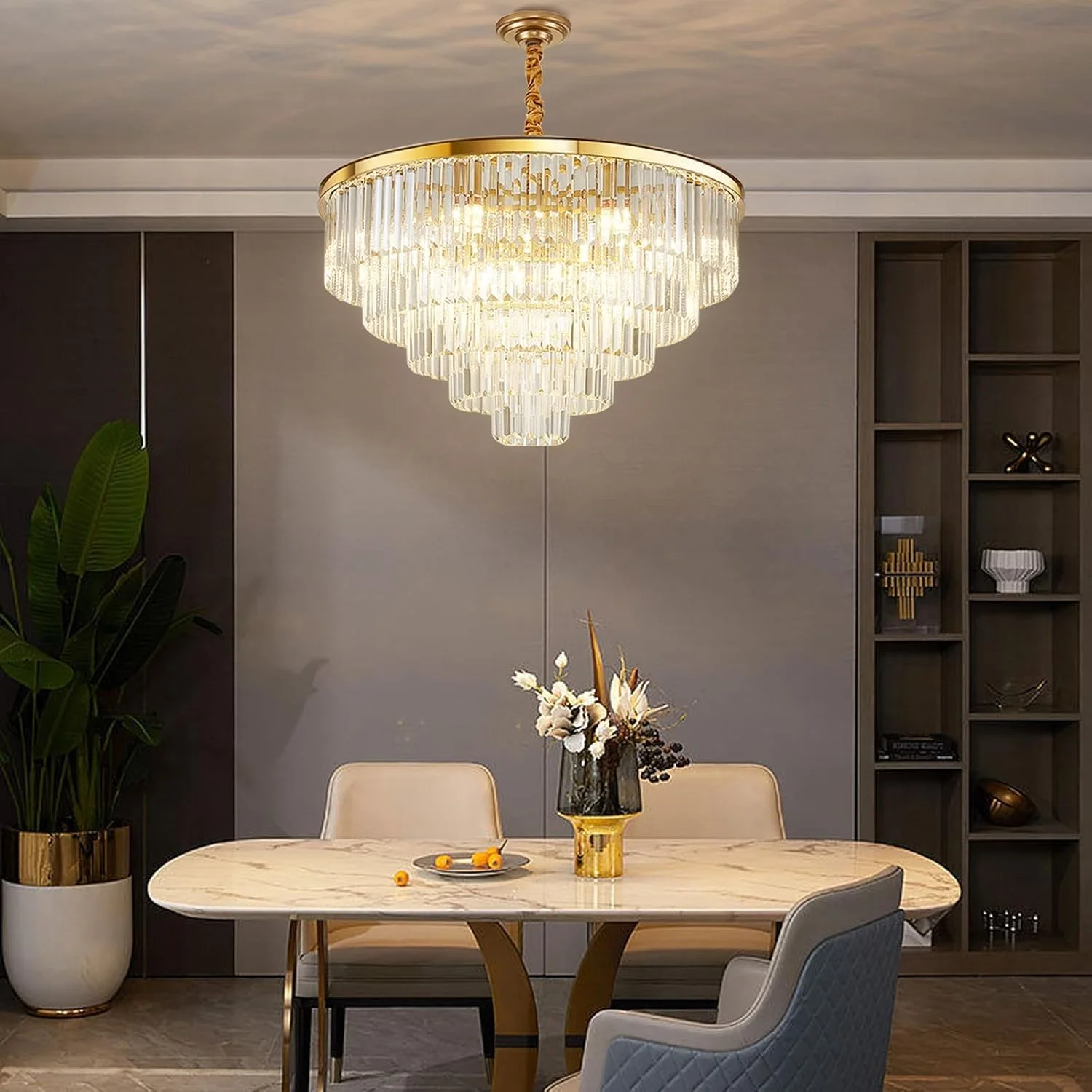 لوستر کریستالی بزرگ ۱۶ شاخه USOR مدل D80cm H50cm، لوکس مدرن، مناسب نصب روی سقف، دارای ۳ رنگ نور، آویز کریستالی K9 طلایی برای اتاق ناهارخوری، اتاق نشیمن، اتاق خواب، ورودی لوستر کریستالی بزرگ ۱۶ شاخه USOR مدل D80cm H50cm، لوکس مدرن، مناسب نصب روی سقف، دارای ۳ رنگ نور، آویز کریستالی K9 طلایی برای اتاق ناهارخوری، اتاق نشیمن، اتاق خواب، ورودی