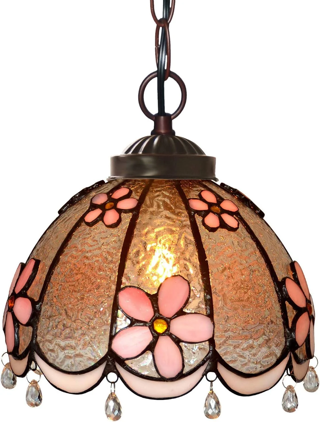 چراغ آویز به سبک تیفانی 8 اینچی، چراغ آویز گل سه بعدی شیشه ای رنگی، روشنایی سقفی با طراحی وینتج برای اتاق نشیمن، اتاق غذاخوری، راهرو، بالکن، سرپیچ E27 چراغ آویز به سبک تیفانی 8 اینچی، چراغ آویز گل سه بعدی شیشه ای رنگی، روشنایی سقفی با طراحی وینتج برای اتاق نشیمن، اتاق غذاخوری، راهرو، بالکن، سرپیچ E27