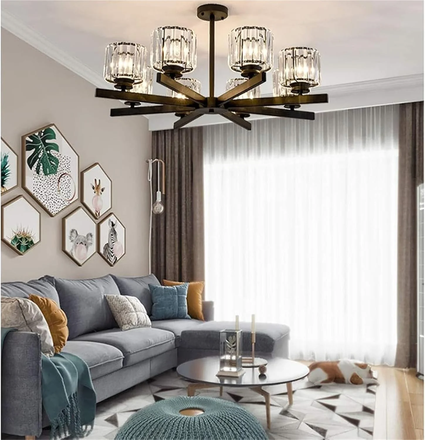 لوستر کریستالی وینتیج، چراغ آویز سقفی آهنی برای دکوراسیون خانه روستایی، میز ناهارخوری و اتاق نشیمن لوستر کریستالی وینتیج، چراغ آویز سقفی آهنی برای دکوراسیون خانه روستایی، میز ناهارخوری و اتاق نشیمن