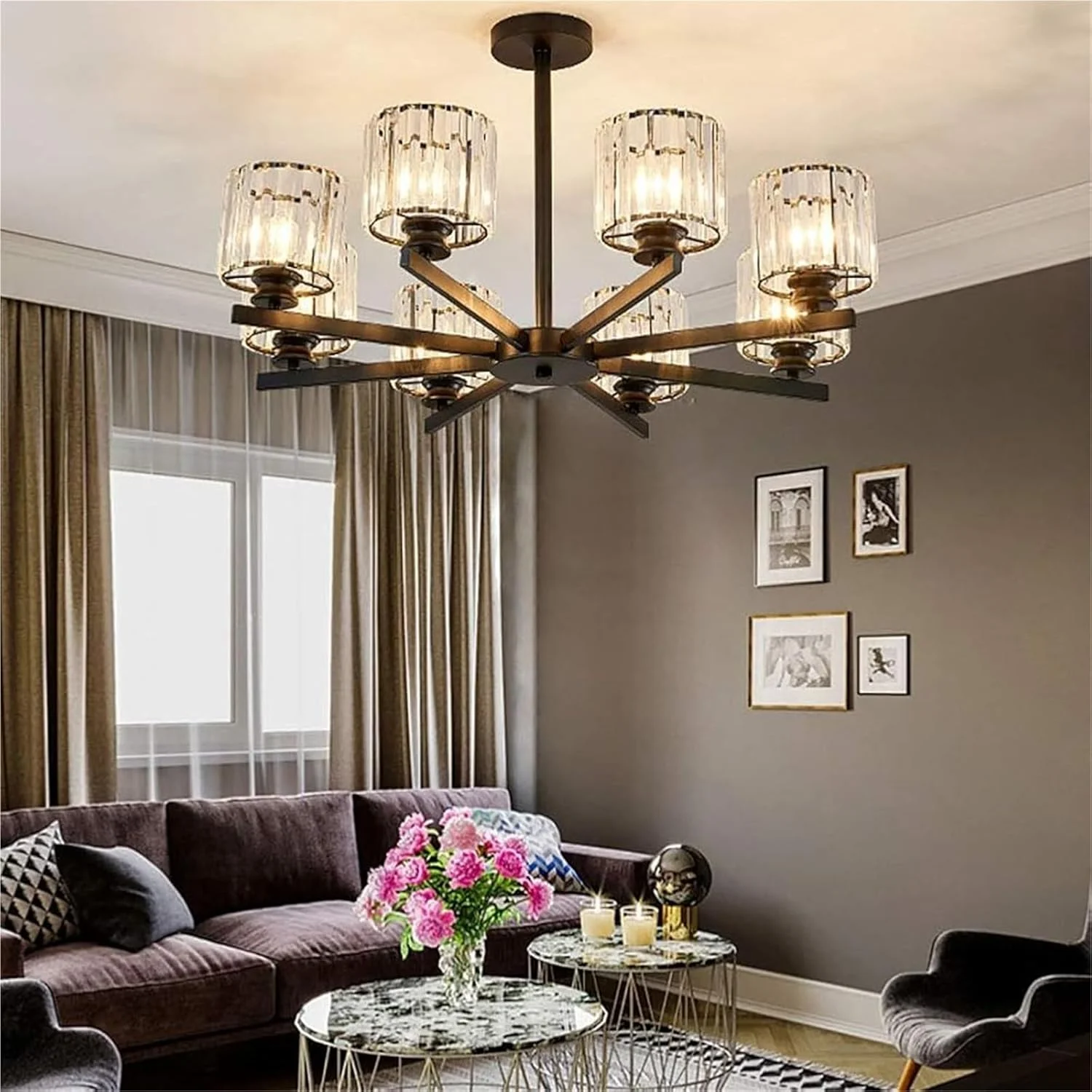 لوستر کریستالی وینتیج، چراغ آویز سقفی آهنی برای دکوراسیون خانه روستایی، میز ناهارخوری و اتاق نشیمن لوستر کریستالی وینتیج، چراغ آویز سقفی آهنی برای دکوراسیون خانه روستایی، میز ناهارخوری و اتاق نشیمن