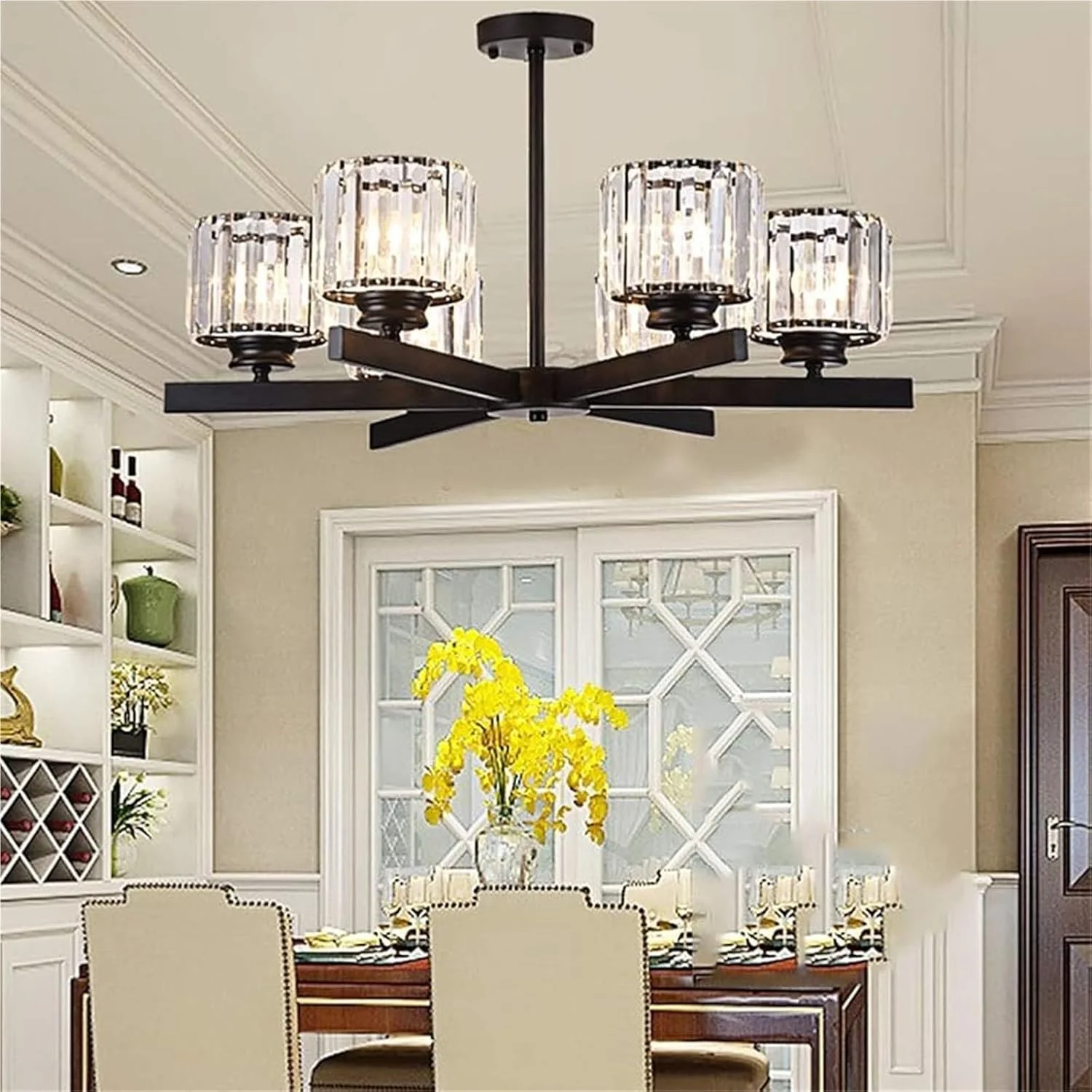 لوستر کریستالی وینتیج، چراغ آویز سقفی آهنی برای دکوراسیون خانه روستایی، میز ناهارخوری و اتاق نشیمن لوستر کریستالی وینتیج، چراغ آویز سقفی آهنی برای دکوراسیون خانه روستایی، میز ناهارخوری و اتاق نشیمن