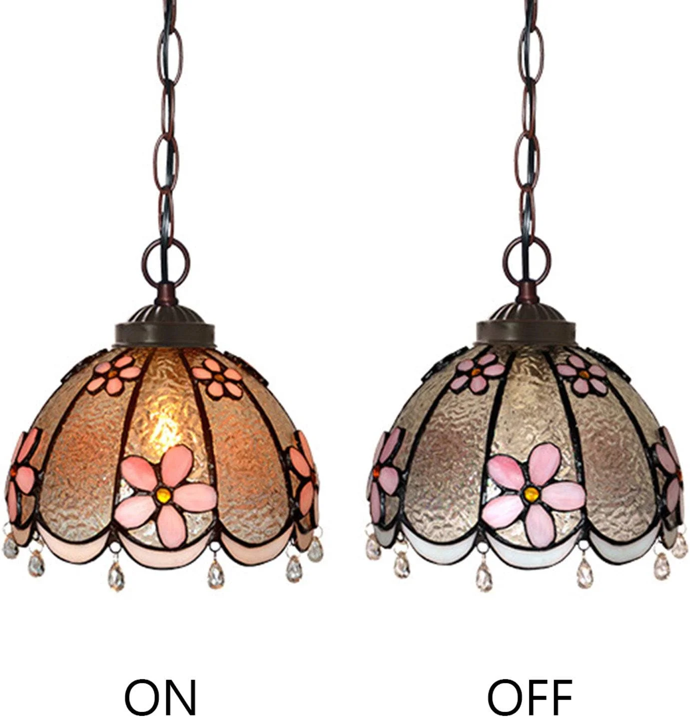 چراغ آویز به سبک تیفانی 8 اینچی، چراغ آویز گل سه بعدی شیشه ای رنگی، روشنایی سقفی با طراحی وینتج برای اتاق نشیمن، اتاق غذاخوری، راهرو، بالکن، سرپیچ E27 چراغ آویز به سبک تیفانی 8 اینچی، چراغ آویز گل سه بعدی شیشه ای رنگی، روشنایی سقفی با طراحی وینتج برای اتاق نشیمن، اتاق غذاخوری، راهرو، بالکن، سرپیچ E27