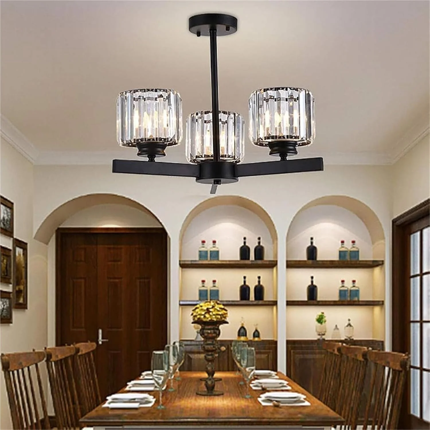 لوستر کریستالی وینتیج، چراغ آویز سقفی آهنی برای دکوراسیون خانه روستایی، میز ناهارخوری و اتاق نشیمن لوستر کریستالی وینتیج، چراغ آویز سقفی آهنی برای دکوراسیون خانه روستایی، میز ناهارخوری و اتاق نشیمن