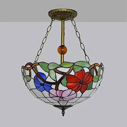 لوستر آویز سبک تیفانی طرح گل سه رنگ قرمز، صورتی و بنفش، مناسب اتاق نشیمن، رستوران، ایوان، راهرو و بالکن لوستر آویز سبک تیفانی طرح گل سه رنگ قرمز، صورتی و بنفش، مناسب اتاق نشیمن، رستوران، ایوان، راهرو و بالکن