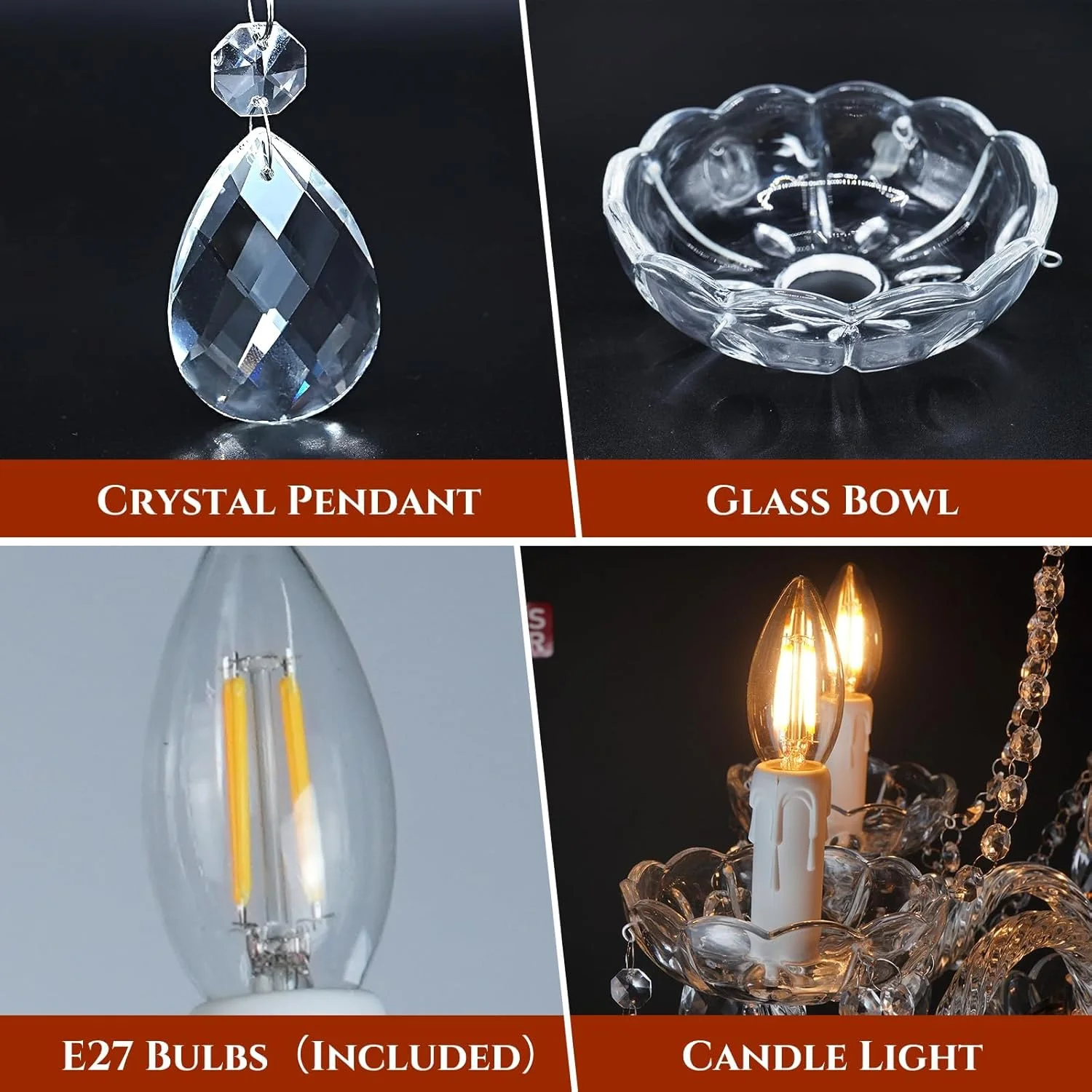 لوستر شیشه ای کریستالی وینتیج USOR، 5 شعله، آویز شمعی، لوستر سقفی، لوکس، نیمه فلاش، مناسب اتاق غذاخوری، راهرو، آشپزخانه، اتاق خواب، همراه با لامپ لوستر شیشه ای کریستالی وینتیج USOR، 5 شعله، آویز شمعی، لوستر سقفی، لوکس، نیمه فلاش، مناسب اتاق غذاخوری، راهرو، آشپزخانه، اتاق خواب، همراه با لامپ