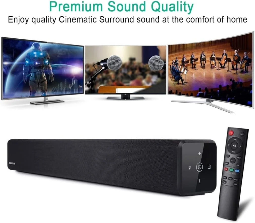 سیستم صوتی خانگی نوار صوتی لمسی 100 واتی VejiA 2.0، بلندگوی تلویزیون با پشتیبانی از اپتیکال AUX و ساب ووفر سیستم صوتی خانگی نوار صوتی لمسی 100 واتی VejiA 2.0، بلندگوی تلویزیون با پشتیبانی از اپتیکال AUX و ساب ووفر