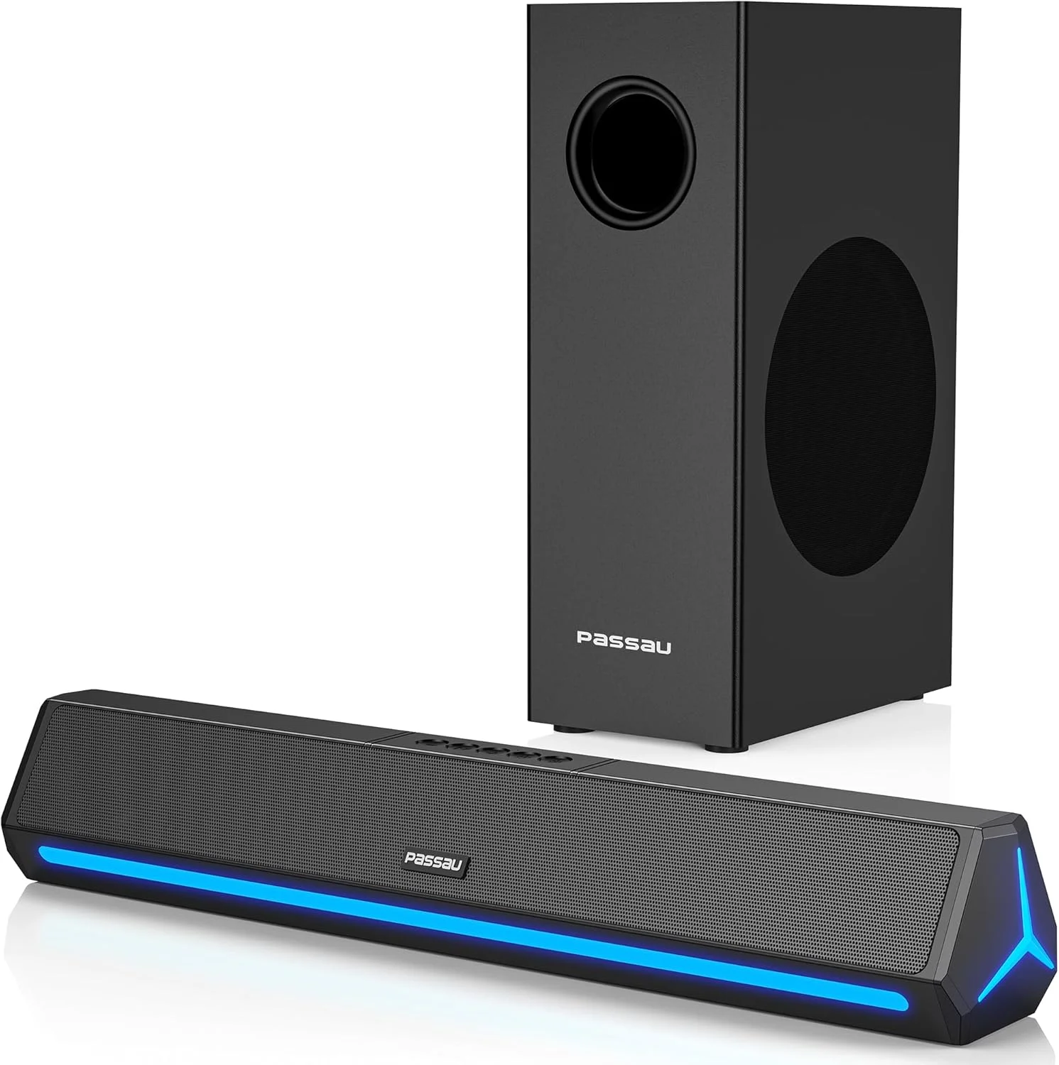 پاسائو ساندبار برای تلویزیون، اسپیکر با درایورهای فول رنج، قابلیت تنظیم بیس/تریبل، بلوتوث 5.1، ورودی USB و AUX، 5 اکولایزر صدا برای سیستم صوتی فراگیر سه بعدی سینمای خانگی، پروژکتور تلویزیون و کامپیوتر - 22 اینچ پاسائو ساندبار برای تلویزیون، اسپیکر با درایورهای فول رنج، قابلیت تنظیم بیس/تریبل، بلوتوث 5.1، ورودی USB و AUX، 5 اکولایزر صدا برای سیستم صوتی فراگیر سه بعدی سینمای خانگی، پروژکتور تلویزیون و کامپیوتر - 22 اینچ