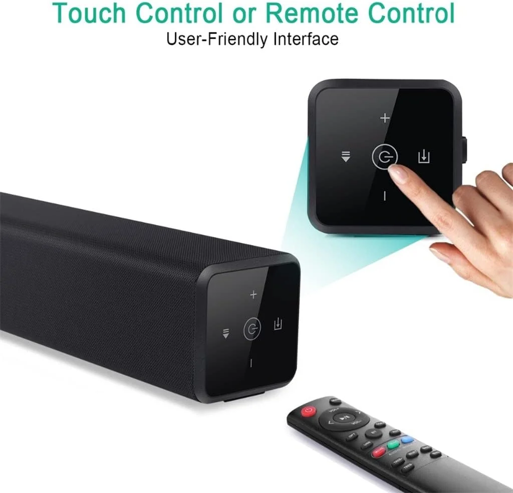 سیستم صوتی خانگی نوار صوتی لمسی 100 واتی VejiA 2.0، بلندگوی تلویزیون با پشتیبانی از اپتیکال AUX و ساب ووفر سیستم صوتی خانگی نوار صوتی لمسی 100 واتی VejiA 2.0، بلندگوی تلویزیون با پشتیبانی از اپتیکال AUX و ساب ووفر