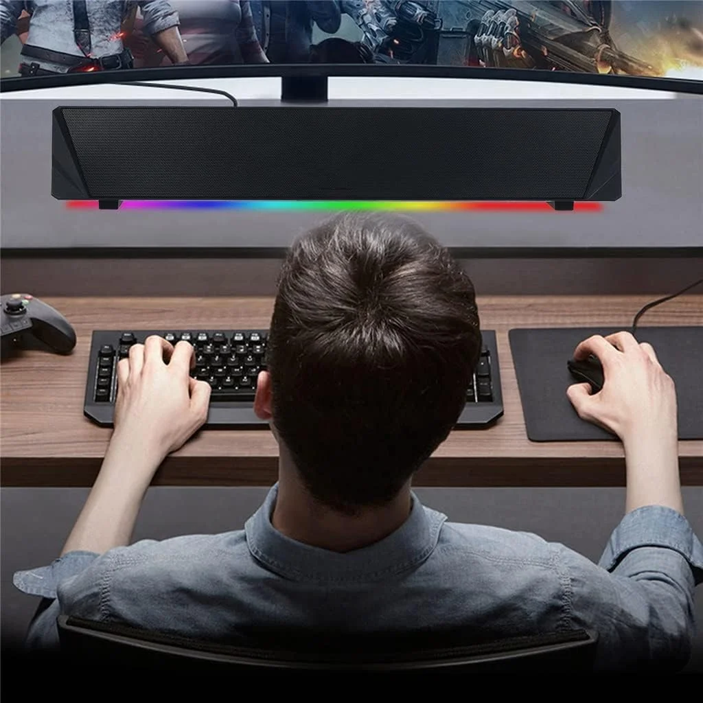 اسپیکر رومیزی VejiA مدل قابل حمل 5.0 ساندبار 2X5W بلندگو پشتیبانی از AUX، پخش کارت حافظه USB TF برای تلویزیون و کامپیوتر اسپیکر رومیزی VejiA مدل قابل حمل 5.0 ساندبار 2X5W بلندگو پشتیبانی از AUX، پخش کارت حافظه USB TF برای تلویزیون و کامپیوتر