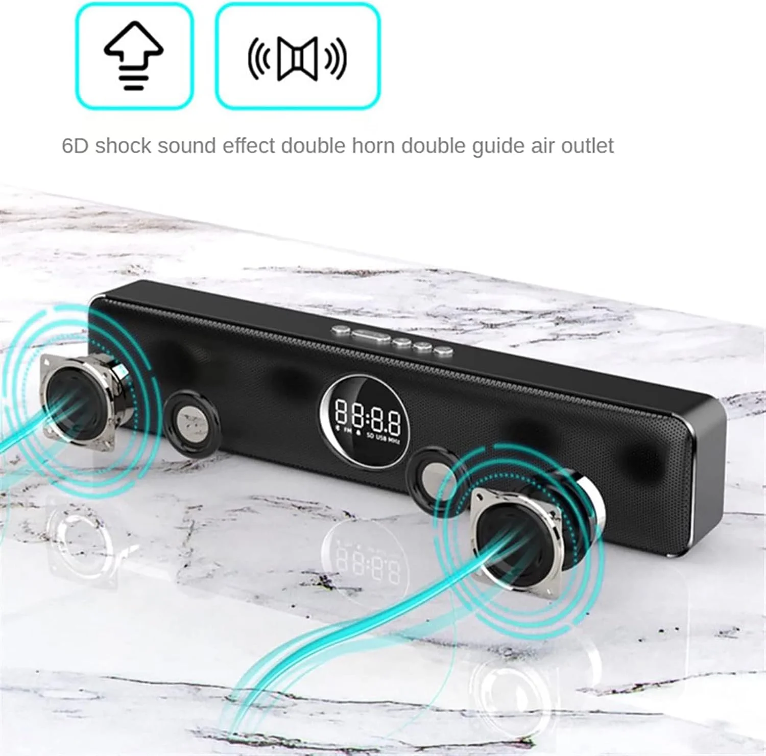 اسپیکر رومیزی TsoLay، ساندبار LED قابل حمل با ساعت زنگ دار، اسپیکرهای گیمینگ استریو HiFi، پشتیبانی از بلوتوث/AUX/U دیسک، نمایشگر هوشمند زمان، برای تلویزیون/تلفن/سینمای خانگی اسپیکر رومیزی TsoLay، ساندبار LED قابل حمل با ساعت زنگ دار، اسپیکرهای گیمینگ استریو HiFi، پشتیبانی از بلوتوث/AUX/U دیسک، نمایشگر هوشمند زمان، برای تلویزیون/تلفن/سینمای خانگی