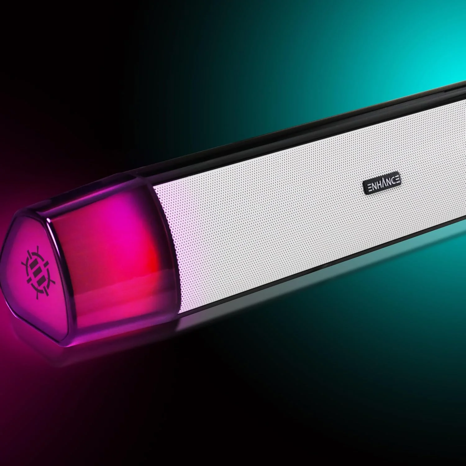 اسپیکر کامپیوتر سفید ENHANCE Theorem 3 برای رایانه شخصی - تغذیه از طریق USB، ساندبار زیر مانیتور با توان پیک 12 وات، 5 حالت رنگی، کنترلر درون خطی، اسپیکر کامپیوتر برای رایانه شخصی رومیزی اسپیکر کامپیوتر سفید ENHANCE Theorem 3 برای رایانه شخصی - تغذیه از طریق USB، ساندبار زیر مانیتور با توان پیک 12 وات، 5 حالت رنگی، کنترلر درون خطی، اسپیکر کامپیوتر برای رایانه شخصی رومیزی