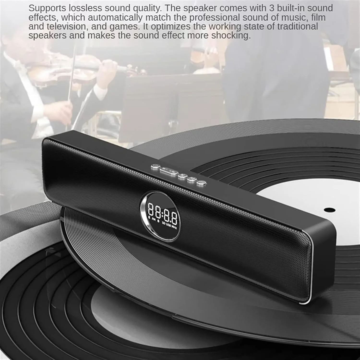 اسپیکر رومیزی TsoLay، ساندبار LED قابل حمل با ساعت زنگ دار، اسپیکرهای گیمینگ استریو HiFi، پشتیبانی از بلوتوث/AUX/U دیسک، نمایشگر هوشمند زمان، برای تلویزیون/تلفن/سینمای خانگی اسپیکر رومیزی TsoLay، ساندبار LED قابل حمل با ساعت زنگ دار، اسپیکرهای گیمینگ استریو HiFi، پشتیبانی از بلوتوث/AUX/U دیسک، نمایشگر هوشمند زمان، برای تلویزیون/تلفن/سینمای خانگی