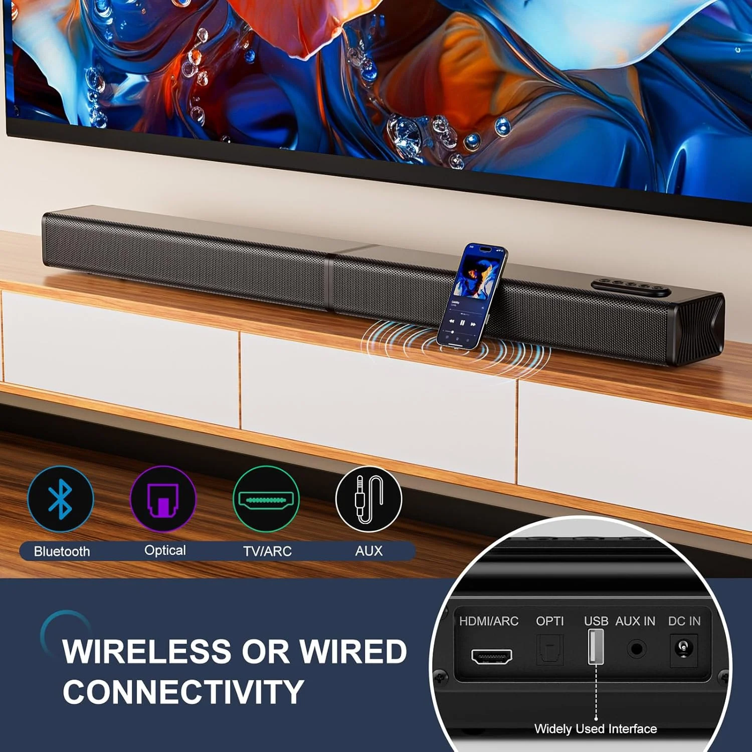 ساندبار تلویزیون Facmogu، 2.0 کاناله 60 وات برای تلویزیون هوشمند، ساندبار جداشدنی 37 اینچی، اسپیکر بلوتوث استریو ساندبار برای صوتی سینمای خانگی، با ARC/Optical/AUX برای تلویزیون، کامپیوتر، پروژکتور ساندبار تلویزیون Facmogu، 2.0 کاناله 60 وات برای تلویزیون هوشمند، ساندبار جداشدنی 37 اینچی، اسپیکر بلوتوث استریو ساندبار برای صوتی سینمای خانگی، با ARC/Optical/AUX برای تلویزیون، کامپیوتر، پروژکتور