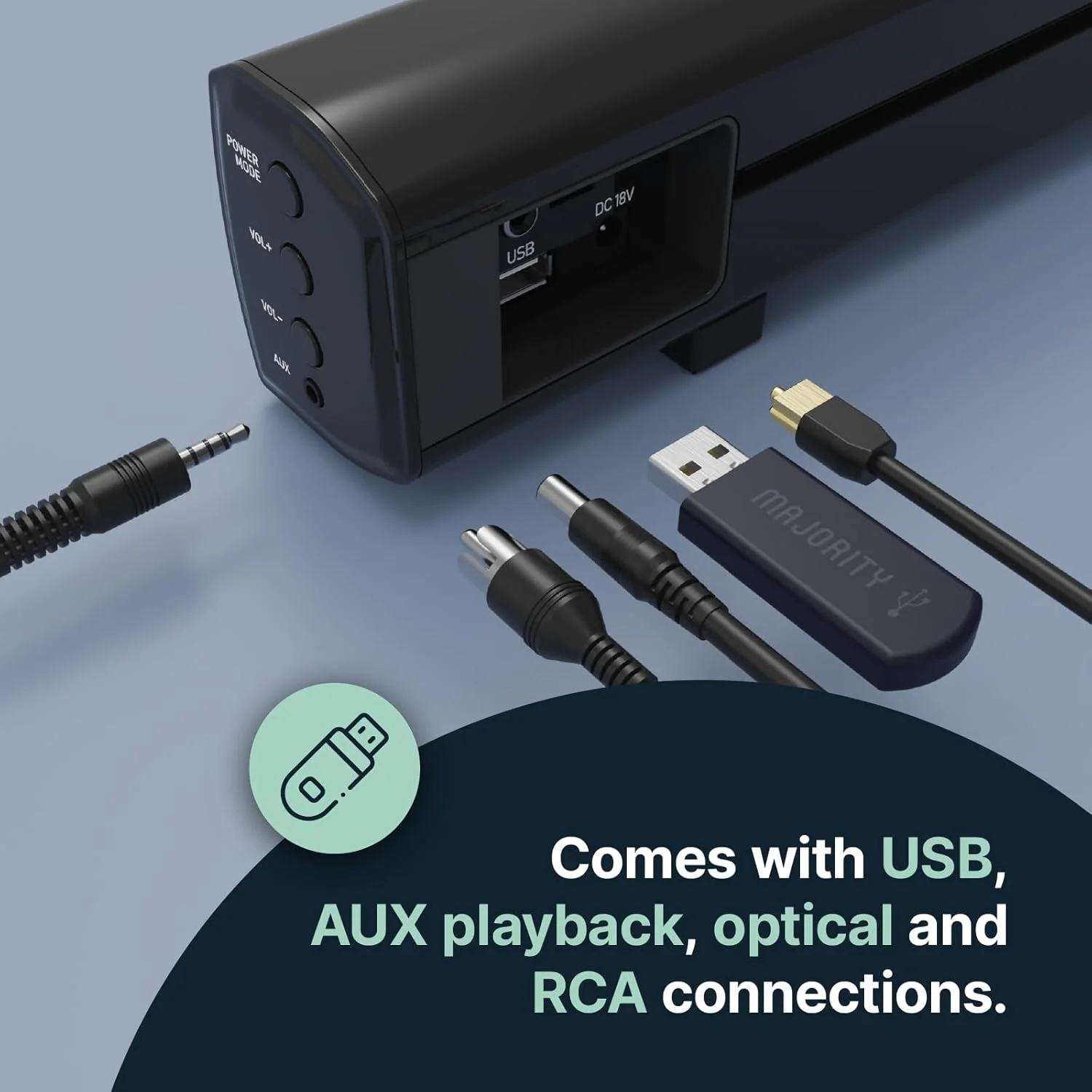 بلندگوی بلوتوثی با ساب ووفر ماژوریتی | ساندبار 100 واتی برای تلویزیون | ساندبار استریو 2.1 برای تلویزیون با پخش نوری، RCA، USB و AUX | بلندگوی تلویزیون Bowfell Plus با ساب ووفر بلندگوی بلوتوثی با ساب ووفر ماژوریتی | ساندبار 100 واتی برای تلویزیون | ساندبار استریو 2.1 برای تلویزیون با پخش نوری، RCA، USB و AUX | بلندگوی تلویزیون Bowfell Plus با ساب ووفر