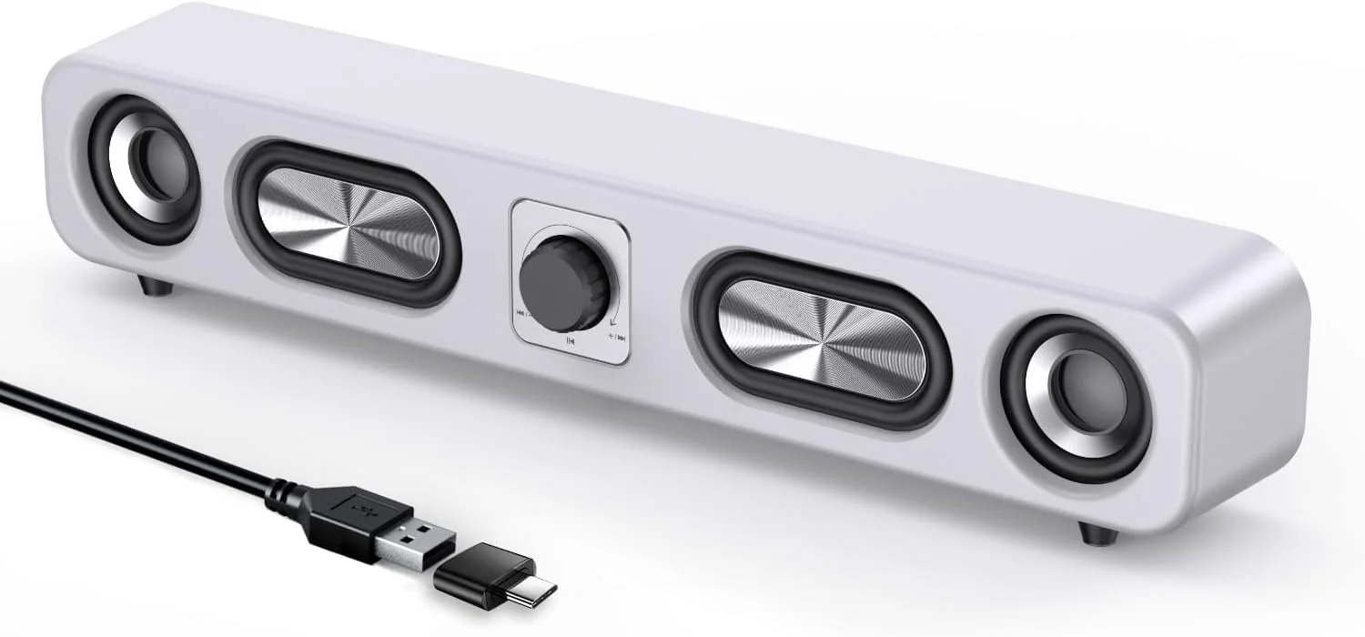 اسپیکر کامپیوتر Uakinat، ساندبار کامپیوتر با کیفیت صدای HiFi، ساندبار سیمی USB با صدای استریو 6 واتی برای دسکتاپ، لپ تاپ، کامپیوتر، تلفن، تبلت، ایکس باکس، اسپیکرهای گیمینگ (سفید) اسپیکر کامپیوتر Uakinat، ساندبار کامپیوتر با کیفیت صدای HiFi، ساندبار سیمی USB با صدای استریو 6 واتی برای دسکتاپ، لپ تاپ، کامپیوتر، تلفن، تبلت، ایکس باکس، اسپیکرهای گیمینگ (سفید)