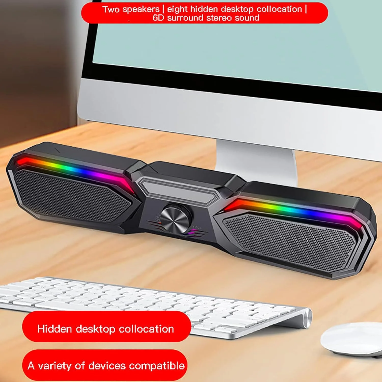 ساندبار RGB تسولای، مینی ساندبار گیمینگ با بلوتوث، اتصال آسان و دقیق، تنظیم صدا، نور RGB پویا و رنگارنگ، اسپیکر USB کامپیوتر، برای مانیتورها، تلویزیونها، لپتاپ و کامپیوتر شخصی ساندبار RGB تسولای، مینی ساندبار گیمینگ با بلوتوث، اتصال آسان و دقیق، تنظیم صدا، نور RGB پویا و رنگارنگ، اسپیکر USB کامپیوتر، برای مانیتورها، تلویزیونها، لپتاپ و کامپیوتر شخصی