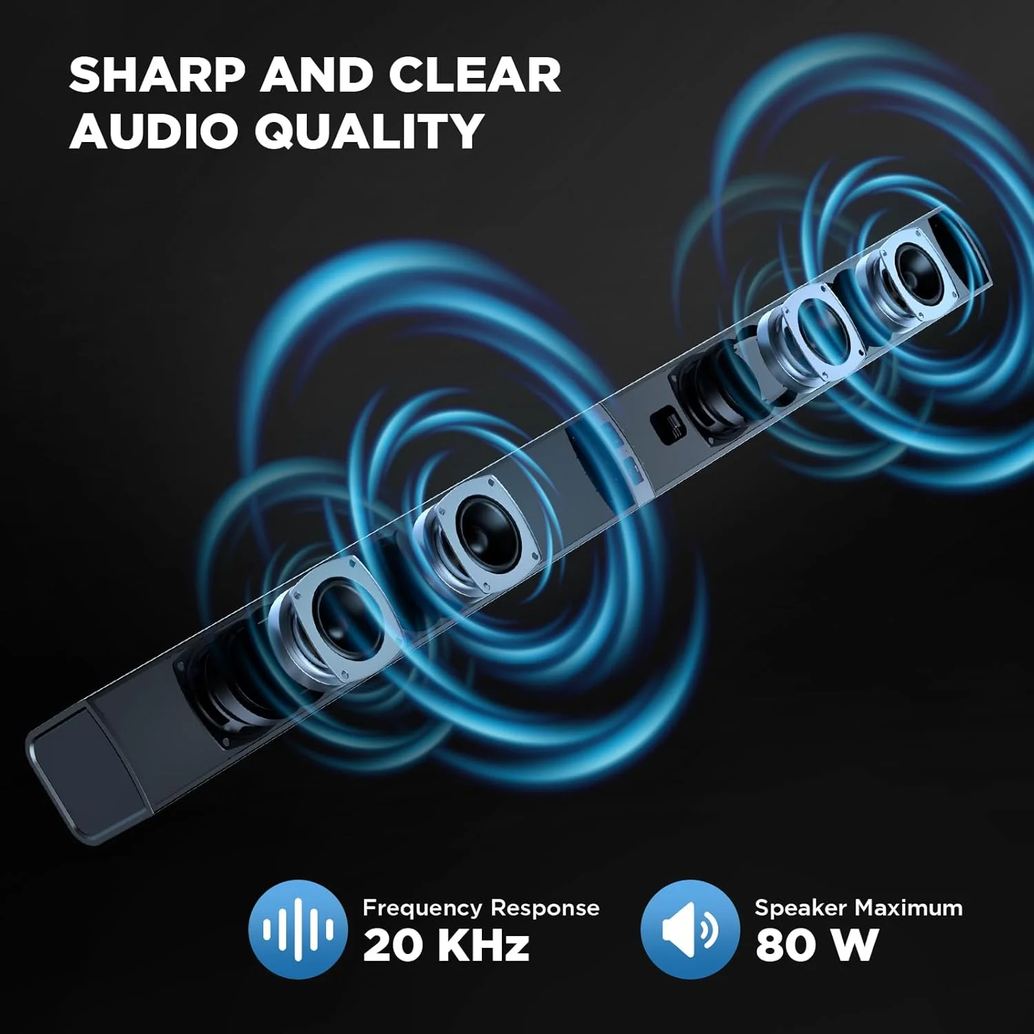 MZEIBO ساندبار، ساندبار تلویزیون 80 واتی با بلوتوث 5.0 صدای استریو فراگیر طراحی جداشدنی 2 در 1 برای سینمای خانگی تلویزیون هوشمند کامپیوتر و تجربه موسیقی