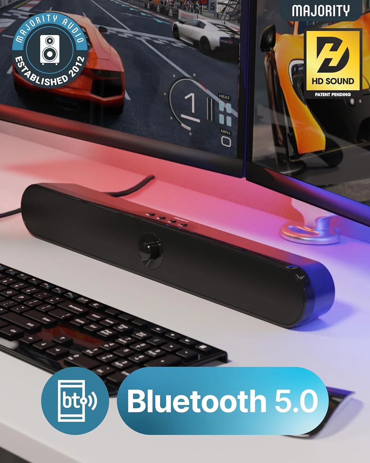 اسپیکر بلوتوثی کامپیوتر Majority Atlas | 20 وات با اتصال چندگانه | اسپیکر قابل حمل با 8 ساعت عمر باتری