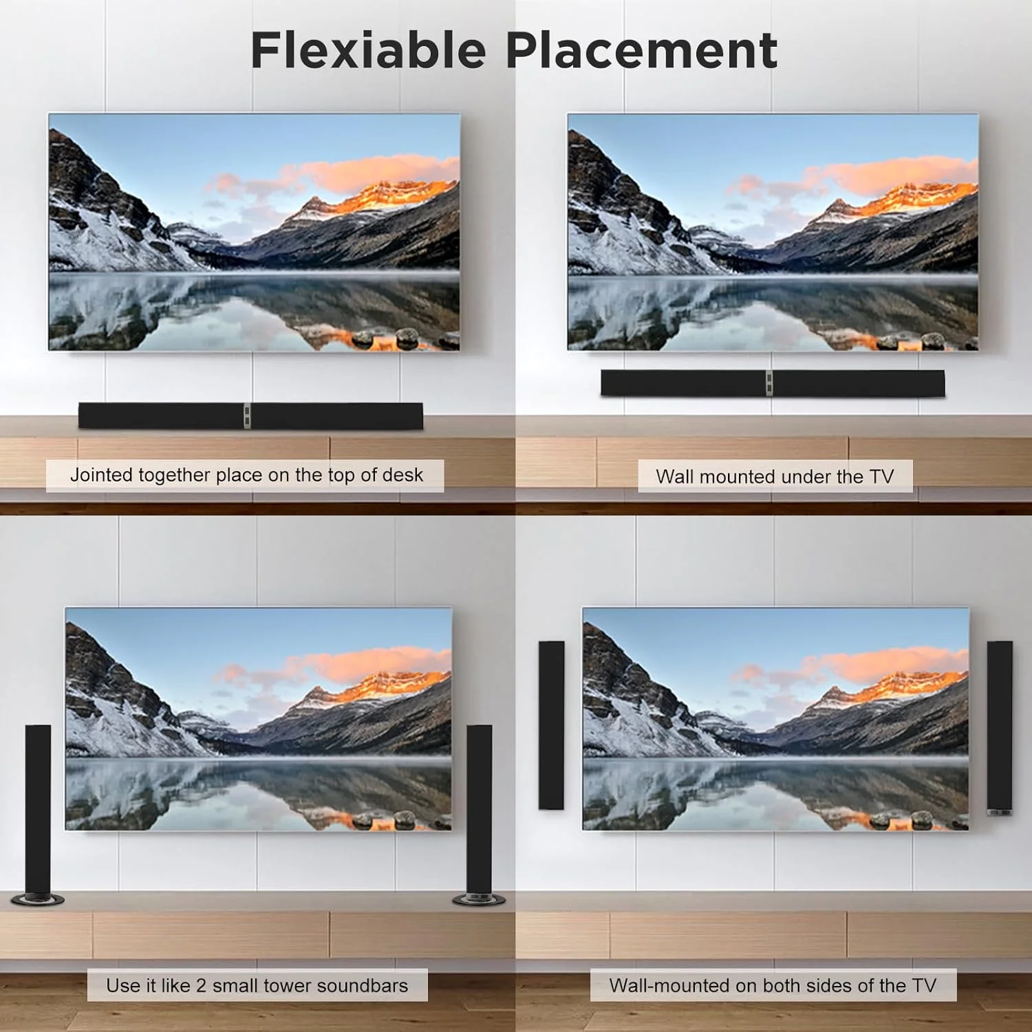 MZEIBO ساندبار برای تلویزیون هوشمند، ساندبار بلوتوثی 80 واتی با طراحی جداشدنی 2 در 1، بیس عمیق، صدای فراگیر سینمای خانگی، اتصالات ARC/Optical/AUX برای تلویزیون/رایانه شخصی/بازی/پروژکتورها MZEIBO ساندبار برای تلویزیون هوشمند، ساندبار بلوتوثی 80 واتی با طراحی جداشدنی 2 در 1، بیس عمیق، صدای فراگیر سینمای خانگی، اتصالات ARC/Optical/AUX برای تلویزیون/رایانه شخصی/بازی/پروژکتورها