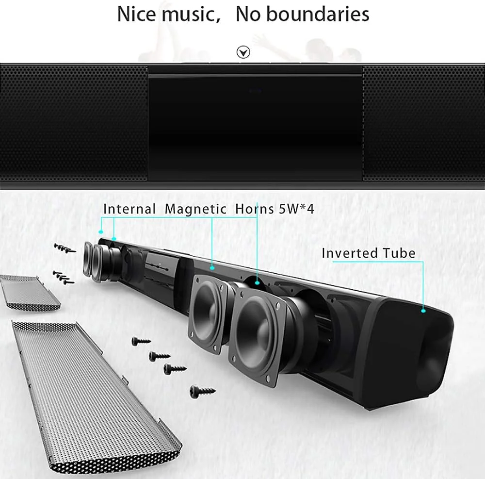 ایرووامی ساندبار بلوتوثی باسیم و بیسیم استریو تلویزیون، اسپیکر 2000 میلی آمپری با ساب ووفر داخلی، پشتیبانی از کنترل از راه دور، کارت TF/RCA/FM، ایده آل برای تلویزیون/بازی ایرووامی ساندبار بلوتوثی باسیم و بیسیم استریو تلویزیون، اسپیکر 2000 میلی آمپری با ساب ووفر داخلی، پشتیبانی از کنترل از راه دور، کارت TF/RCA/FM، ایده آل برای تلویزیون/بازی