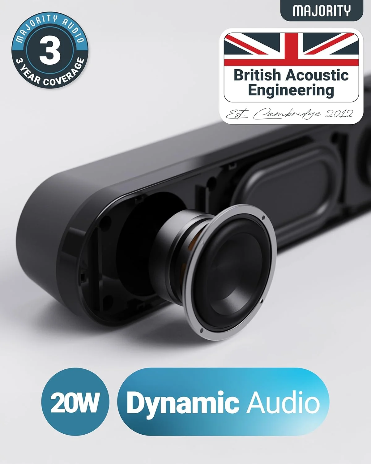 اسپیکر بلوتوثی کامپیوتر Majority Atlas | 20 وات با اتصال چندگانه | اسپیکر قابل حمل با 8 ساعت عمر باتری