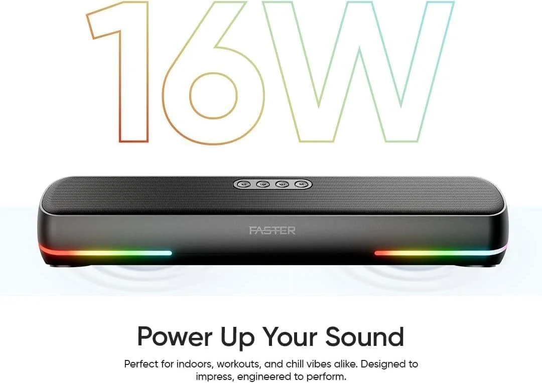 اسپیکر ساندبار بلوتوثی Faster Ryzo Z16 به همراه فلش مموری USB 3.1 با ظرفیت 64 گیگابایت - ساندبار قابل حمل 16 واتی با نورپردازی RGB، 5 ساعت پخش مداوم، TWS، تماس هندزفری، فلش مموری فلزی با انتقال سریع (آبی تیره) اسپیکر ساندبار بلوتوثی Faster Ryzo Z16 به همراه فلش مموری USB 3.1 با ظرفیت 64 گیگابایت - ساندبار قابل حمل 16 واتی با نورپردازی RGB، 5 ساعت پخش مداوم، TWS، تماس هندزفری، فلش مموری فلزی با انتقال سریع (آبی تیره)