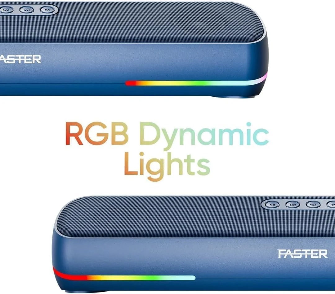 اسپیکر ساندبار بلوتوثی Faster Ryzo Z16 به همراه فلش مموری USB 3.1 با ظرفیت 64 گیگابایت - ساندبار قابل حمل 16 واتی با نورپردازی RGB، 5 ساعت پخش مداوم، TWS، تماس هندزفری، فلش مموری فلزی با انتقال سریع (آبی تیره) اسپیکر ساندبار بلوتوثی Faster Ryzo Z16 به همراه فلش مموری USB 3.1 با ظرفیت 64 گیگابایت - ساندبار قابل حمل 16 واتی با نورپردازی RGB، 5 ساعت پخش مداوم، TWS، تماس هندزفری، فلش مموری فلزی با انتقال سریع (آبی تیره)