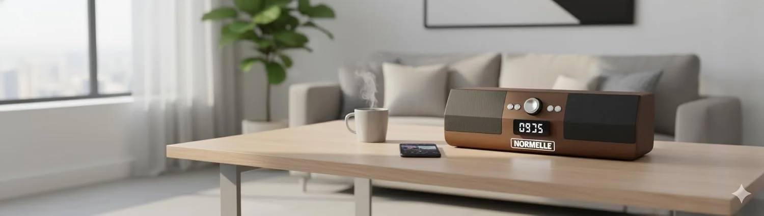 نوار صوتی کامپیوتر بی سیم Normelle PC - صدای فراگیر 2.1 کاناله 20 واتی با ساب ووفر داخلی - نوار صوتی بلوتوثی با کنترل از راه دور - AUX USB TF Card RCA - صفحه نمایش LCD